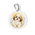 Shih Tzu Delicate Floral Watercolor Personalized Dog ID Tag