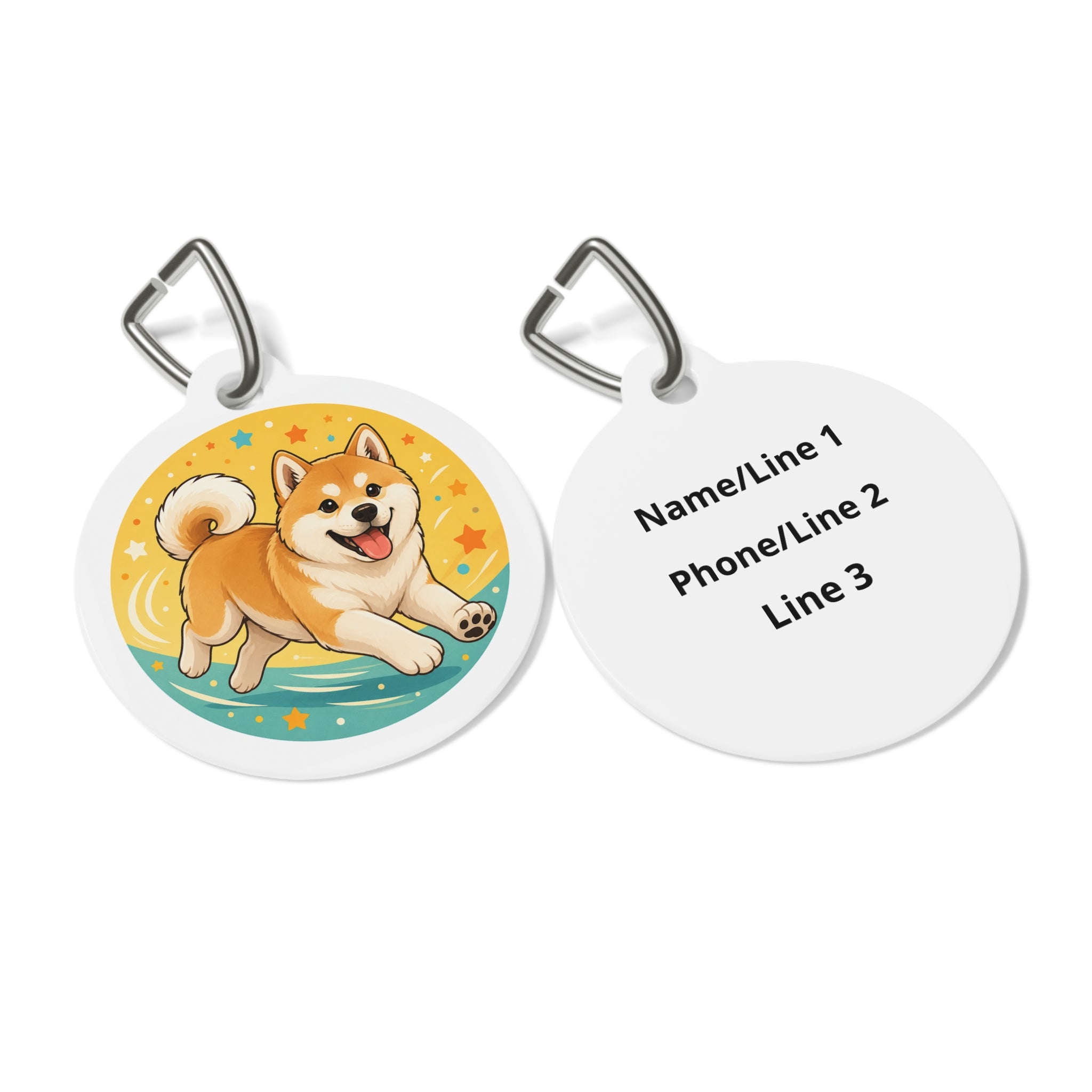 Akita Playful Wave Personalized Dog ID Tag