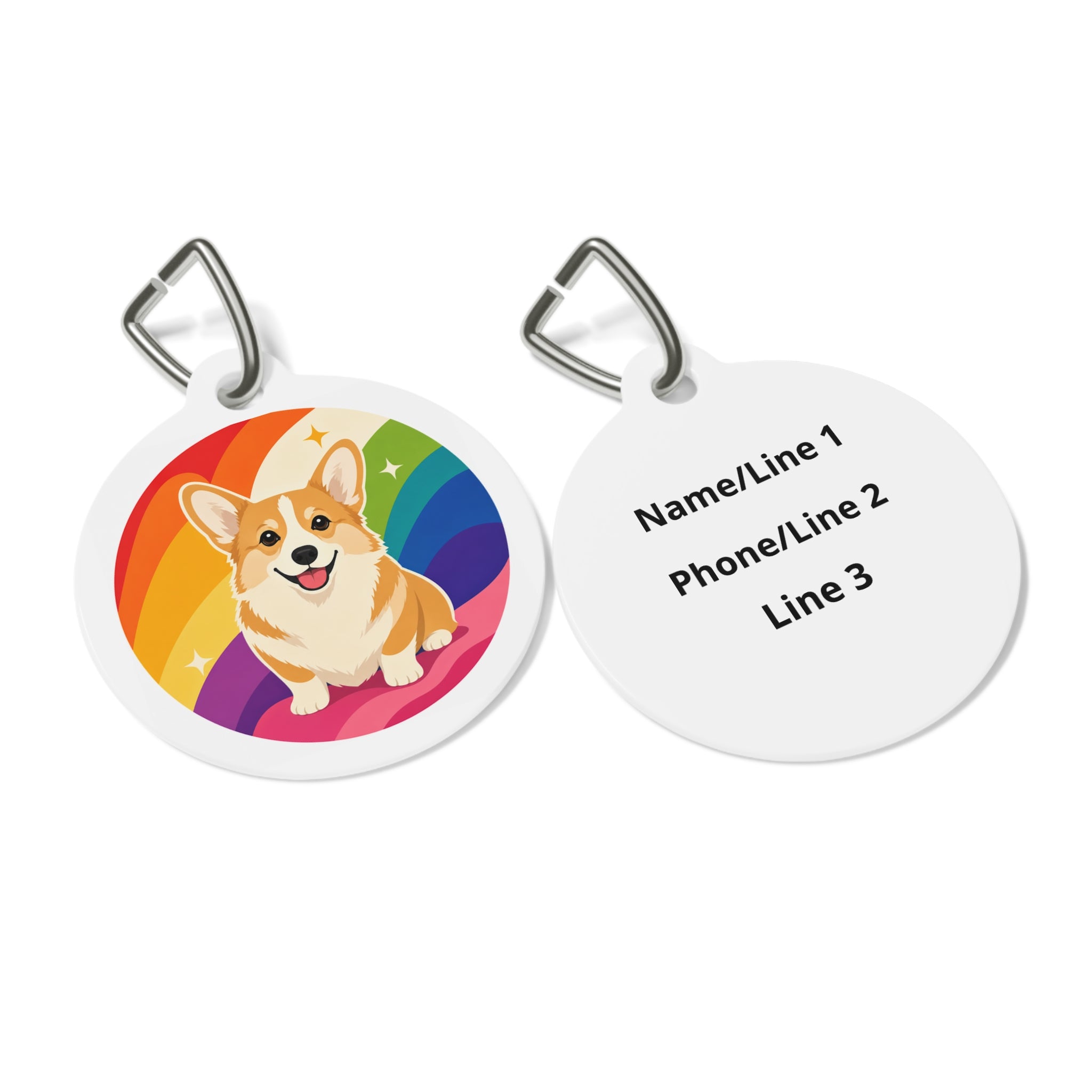 Pembroke Welsh Corgi Rainbow Personalized Dog ID Tag