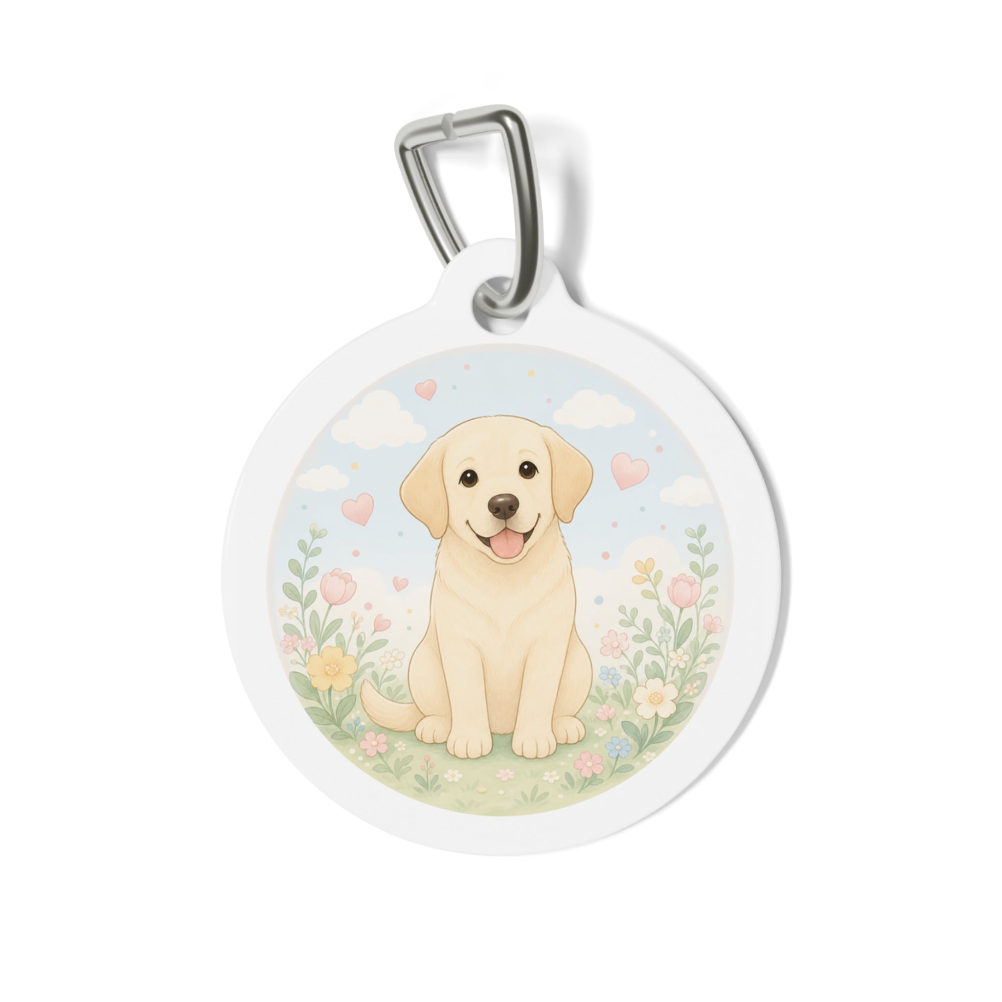 Labrador Retriever Pastel Meadow Puppy Personalized Dog ID Tag
