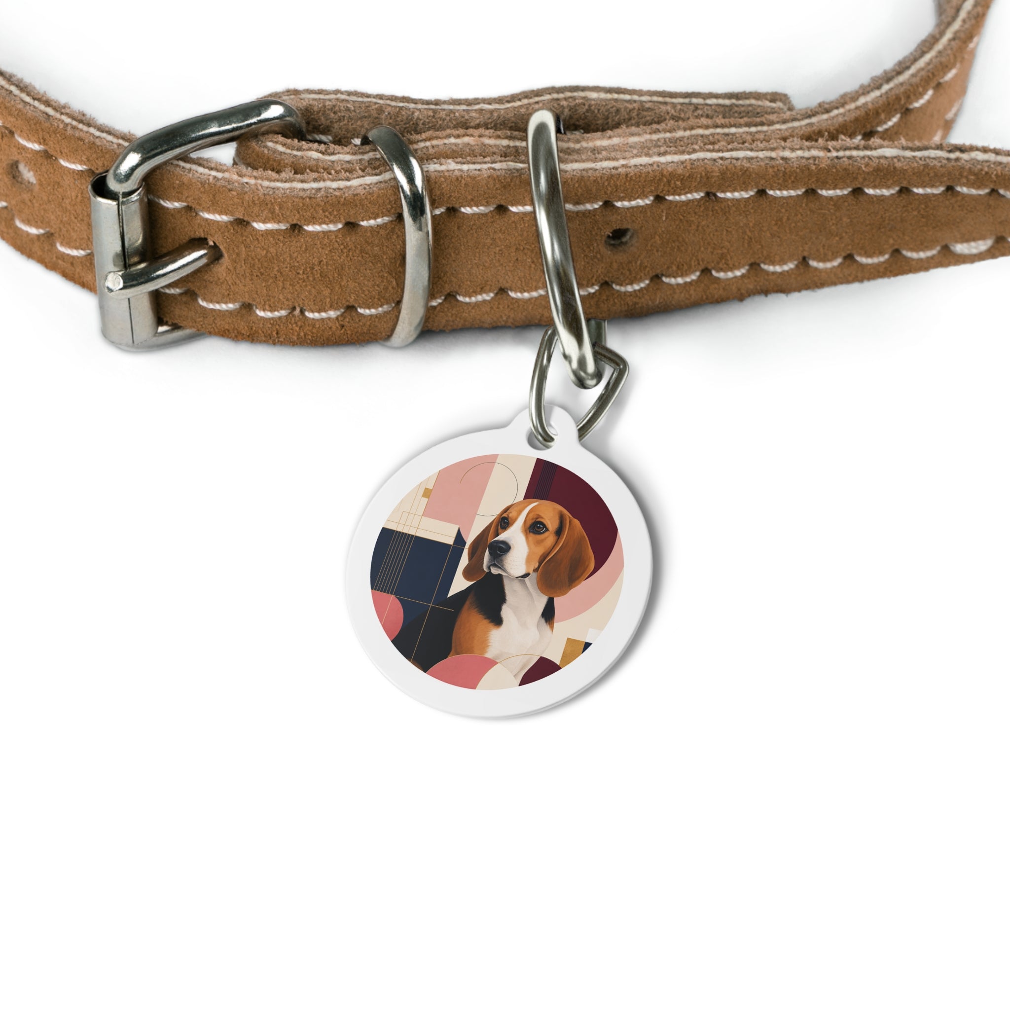 Beagle Modern Colorblock Personalized Dog ID Tag