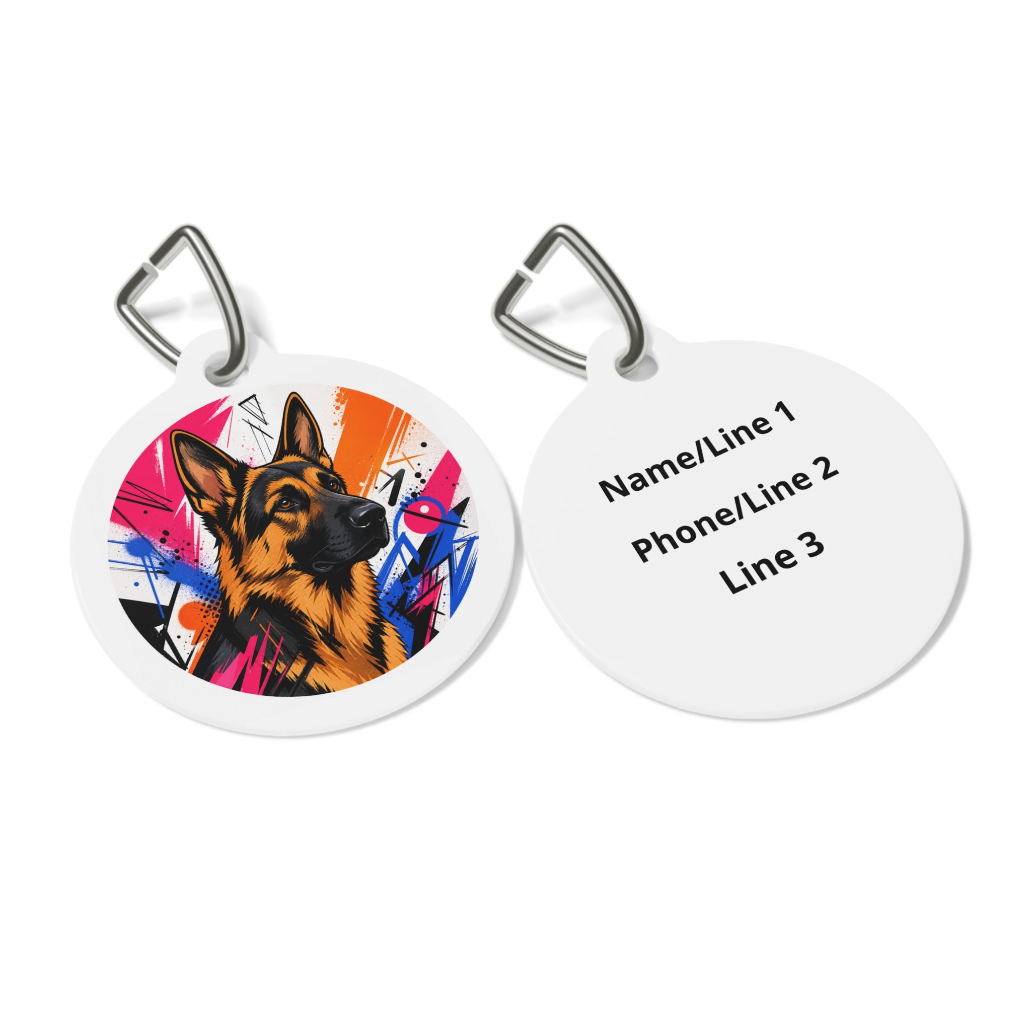 German Shepherd Graffiti Pop Personalized Dog ID Tag