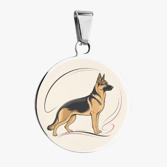 German Shepherd Minimal Motion Line Art Personalized Dog ID Tag