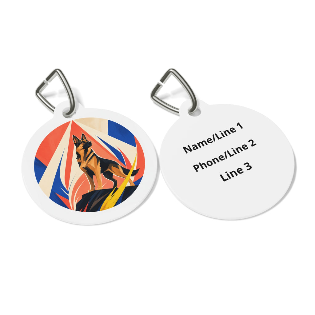 German Shepherd Angular Colorblock Personalized Dog ID Tag