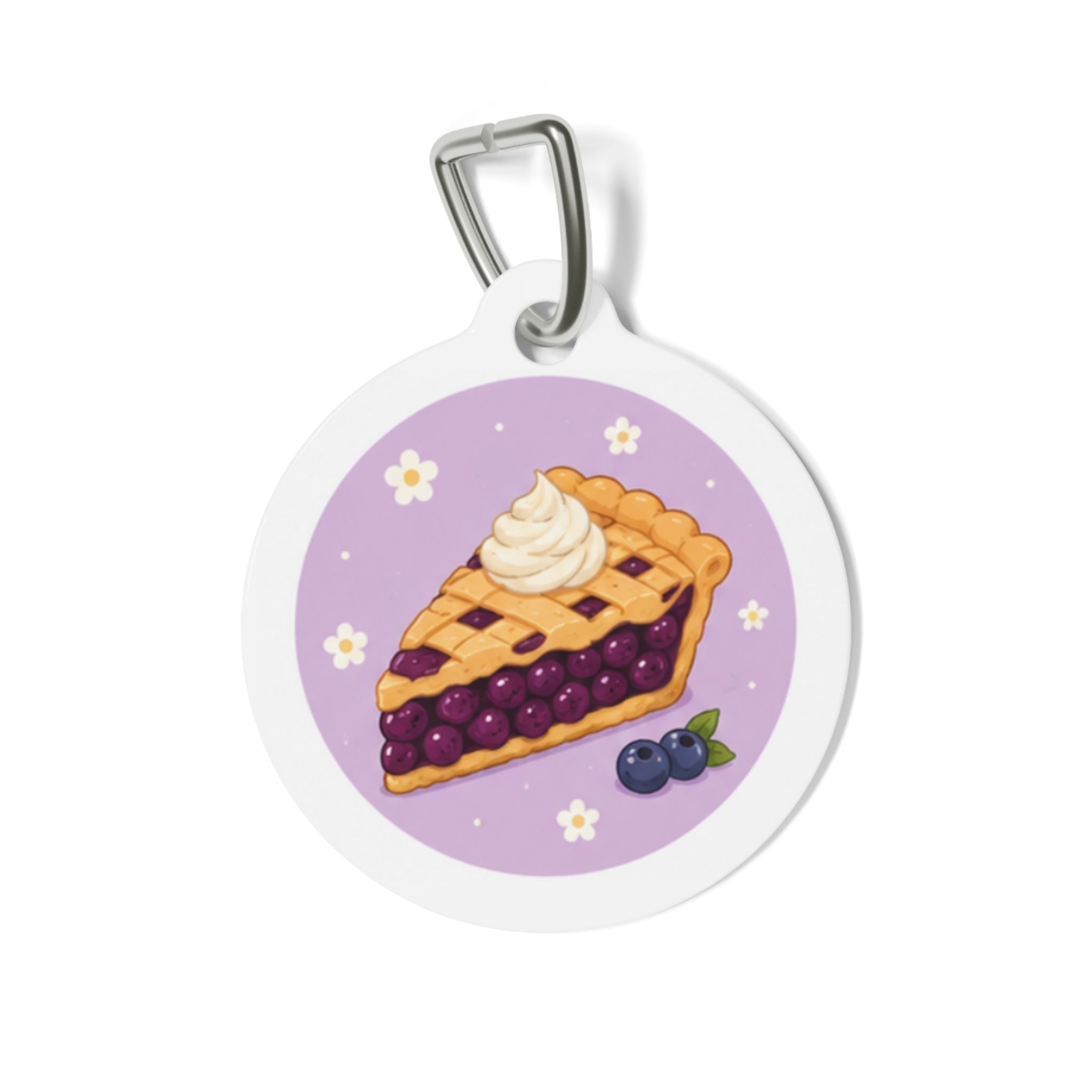 Blueberry Lattice Pie Whimsical Foodie Art Personalized Dog ID Tag