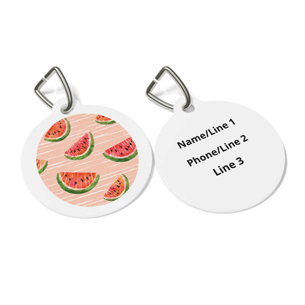 Watercolor Watermelon Cheerful Fruit Pattern Personalized Dog ID Tag
