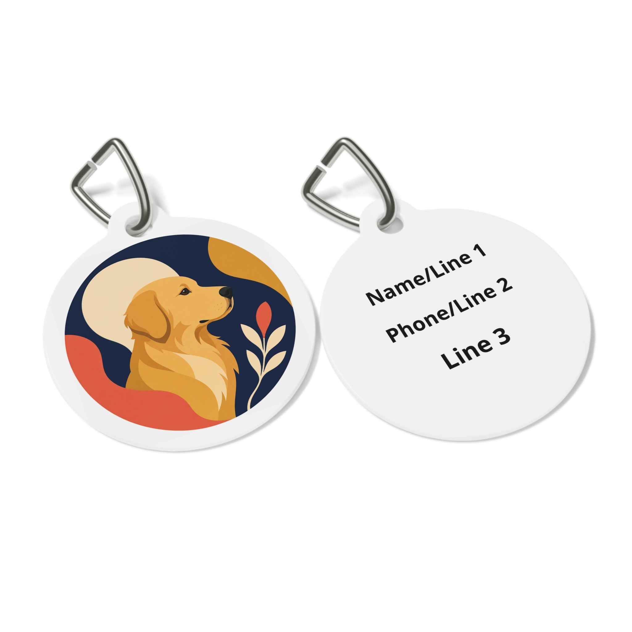 Golden Retriever Mid-Century Profile Personalized Dog ID Tag