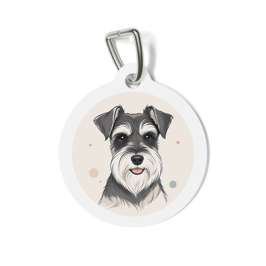 Miniature Schnauzer Whimsical Playful Portrait Personalized Dog ID Tag