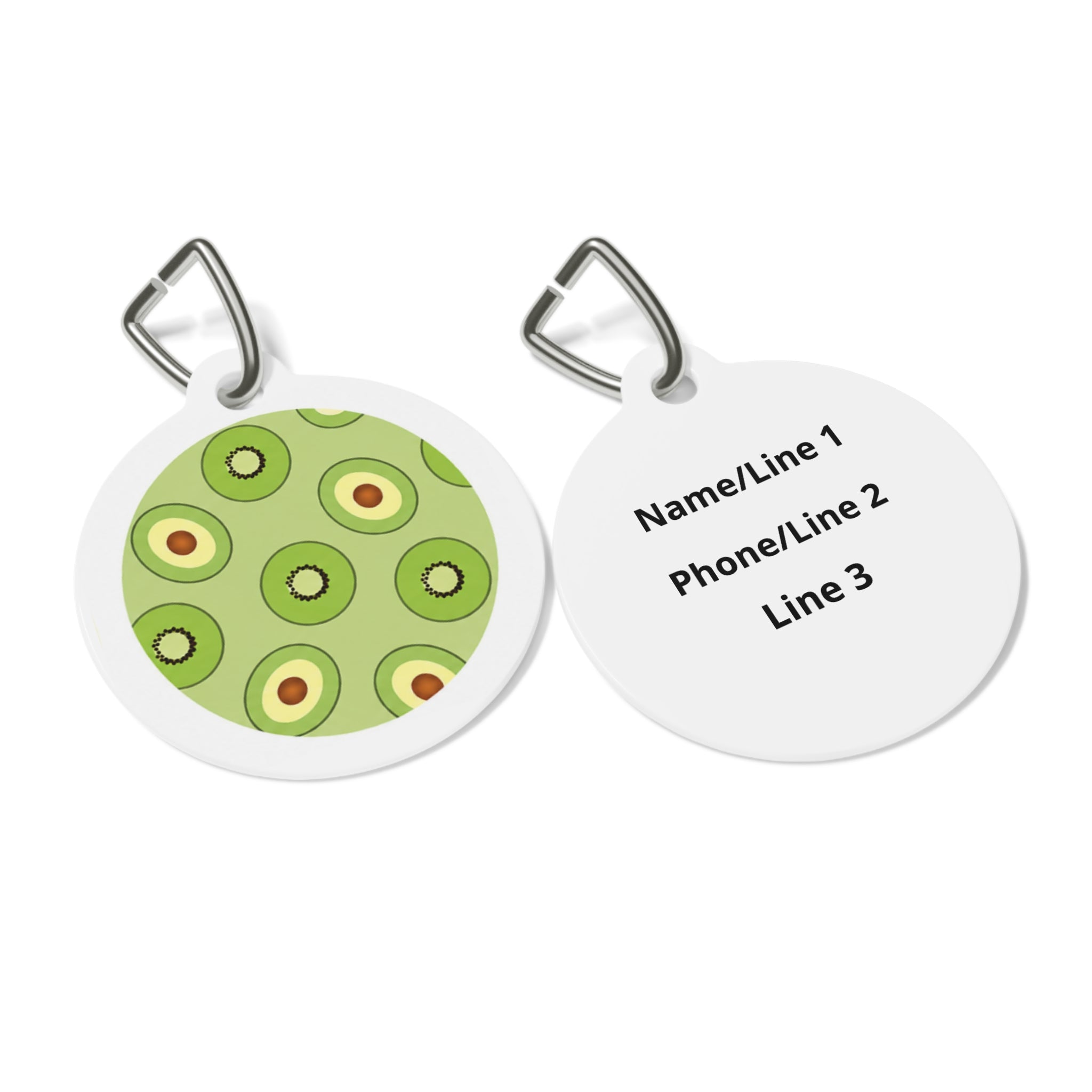 Kiwi Avocado Cheerful Fruit Pattern Personalized Dog ID Tag