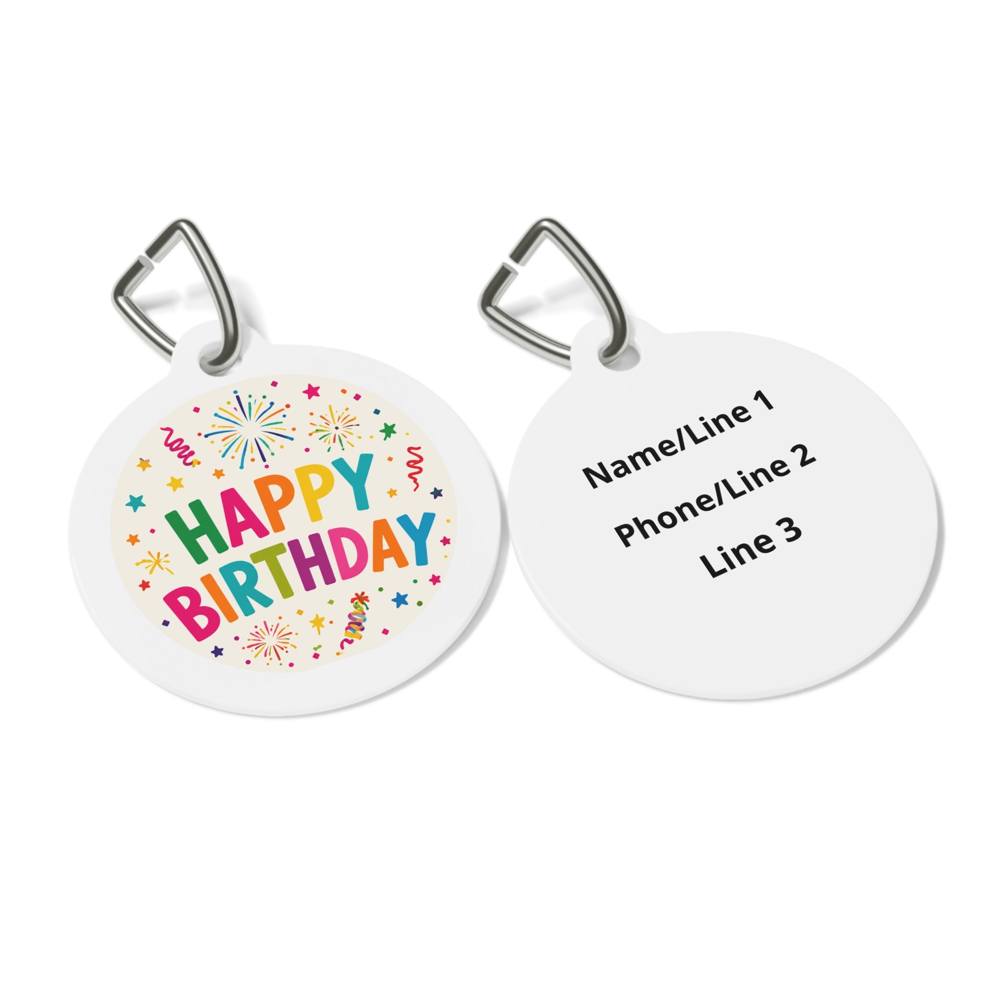 Rainbow Firework Birthday Bash Personalized Dog ID Tag