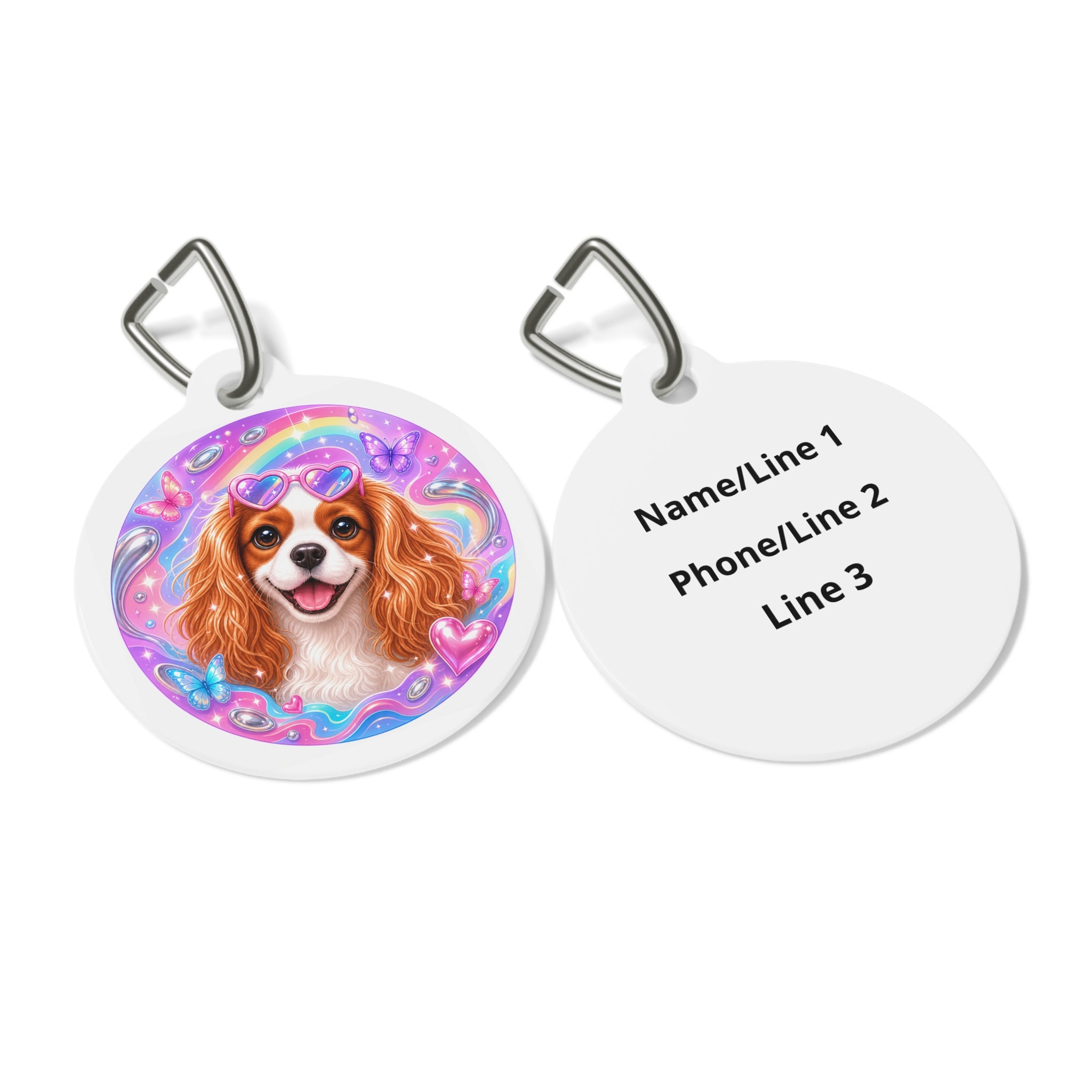 Cavalier King Charles Spaniel Playful Portrait Lighthearted Personalized Dog ID Tag