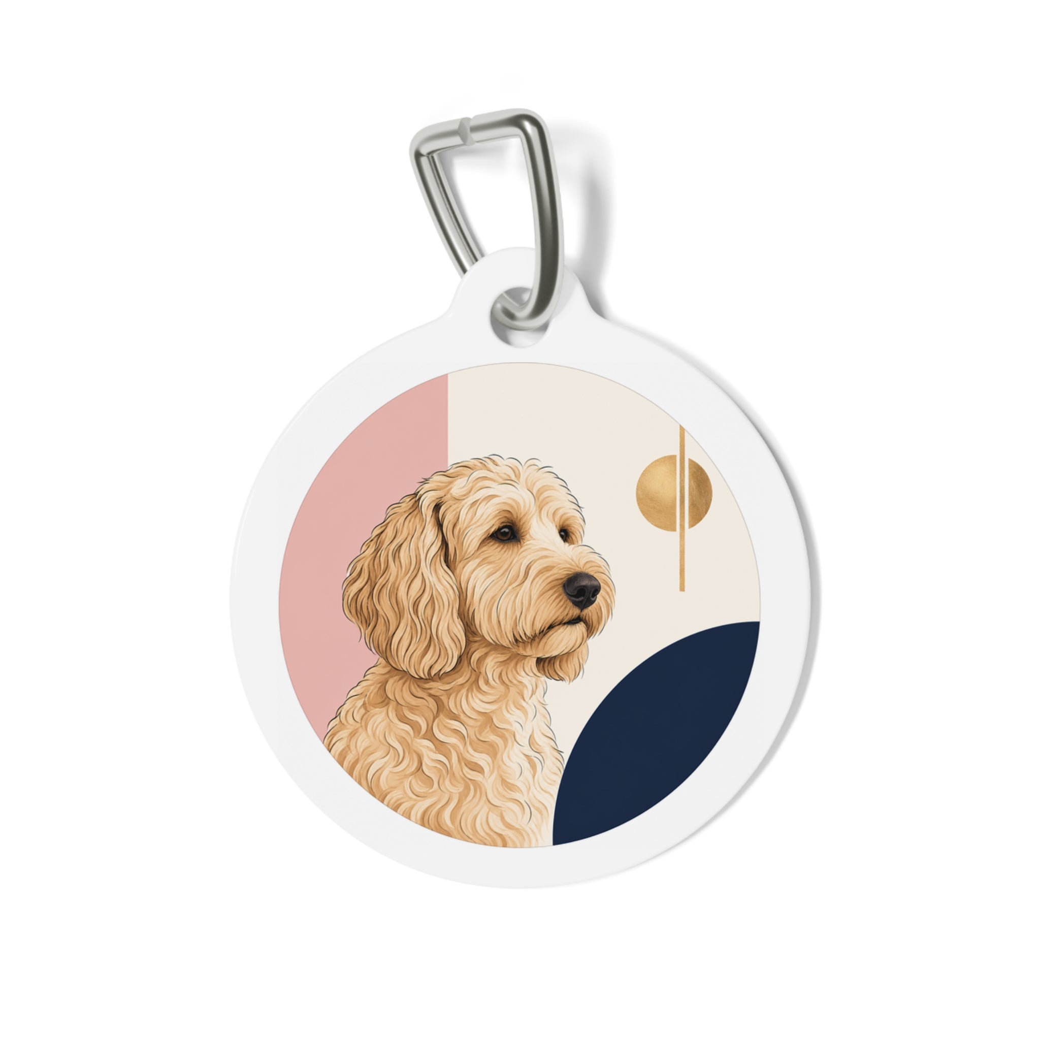 Goldendoodle Modern Geometric Portrait Personalized Dog ID Tag