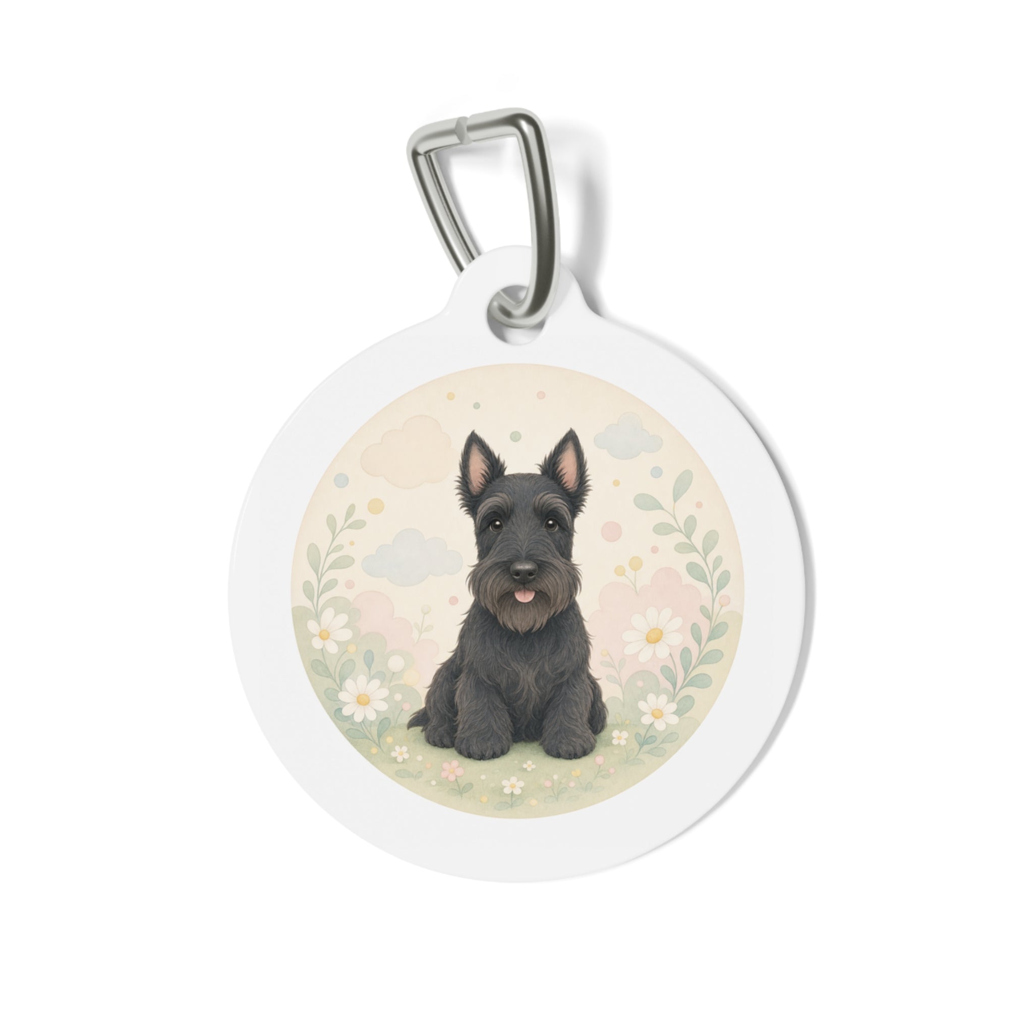 Scottish Terrier Soft Botanical Personalized Dog ID Tag