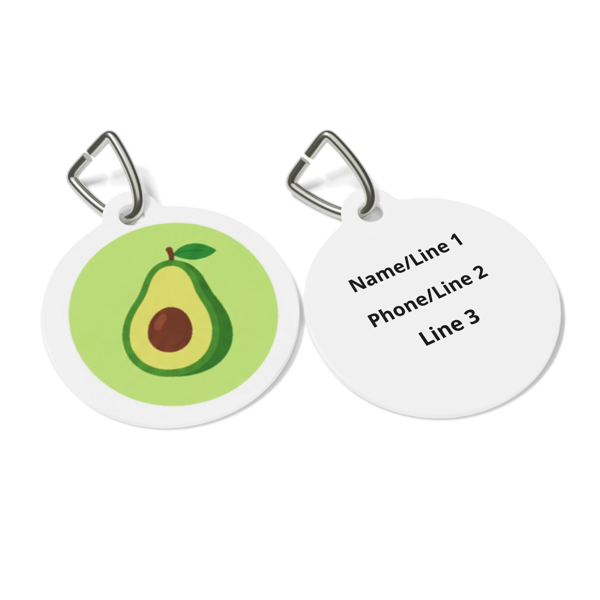 Happy Avocado Cheerful Fruit Pattern Personalized Dog ID Tag