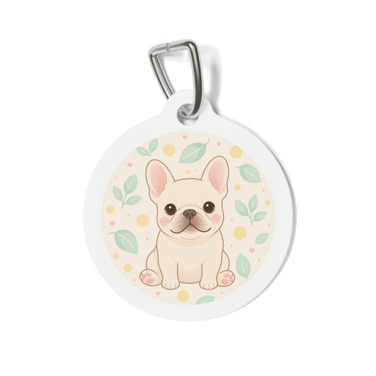 French Bulldog Cheerful Floral Personalized Dog ID Tag