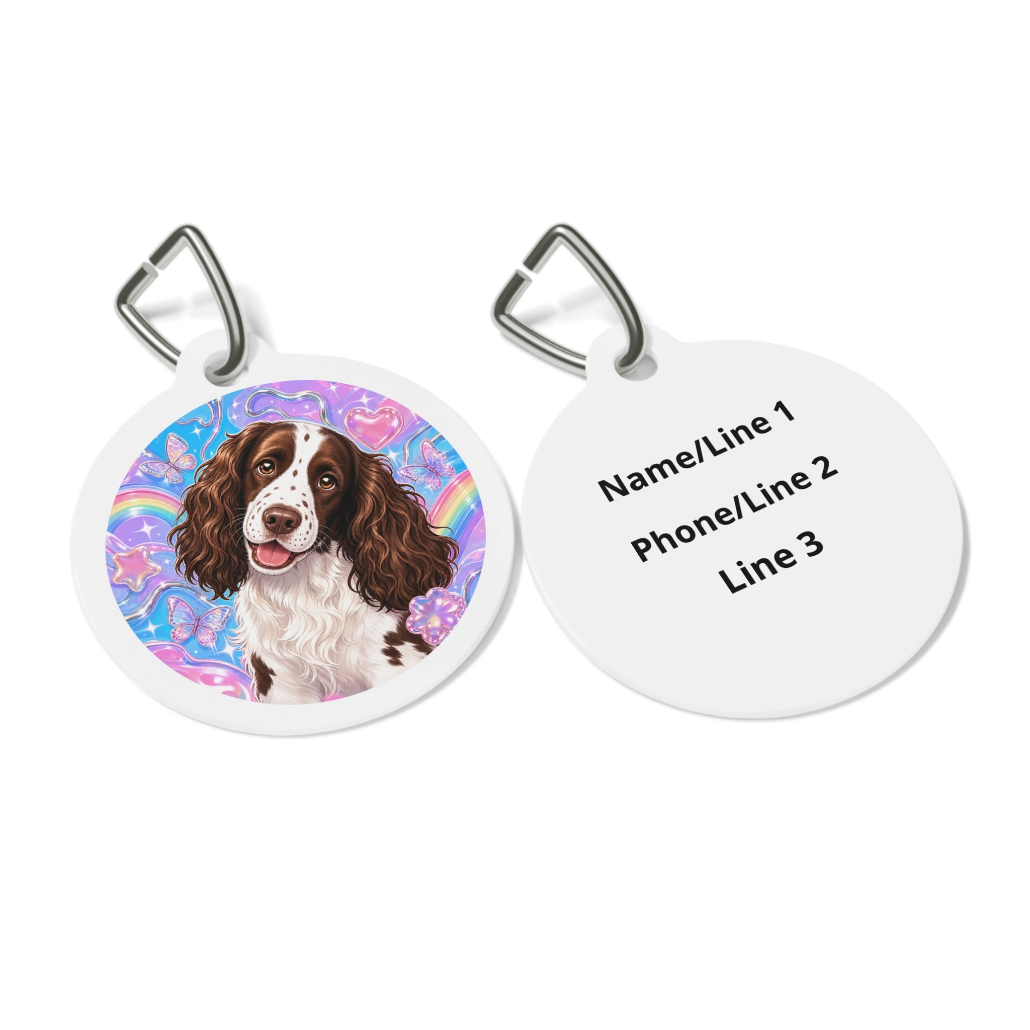 English Springer Spaniel Cosmic Watercolor Personalized Dog ID Tag