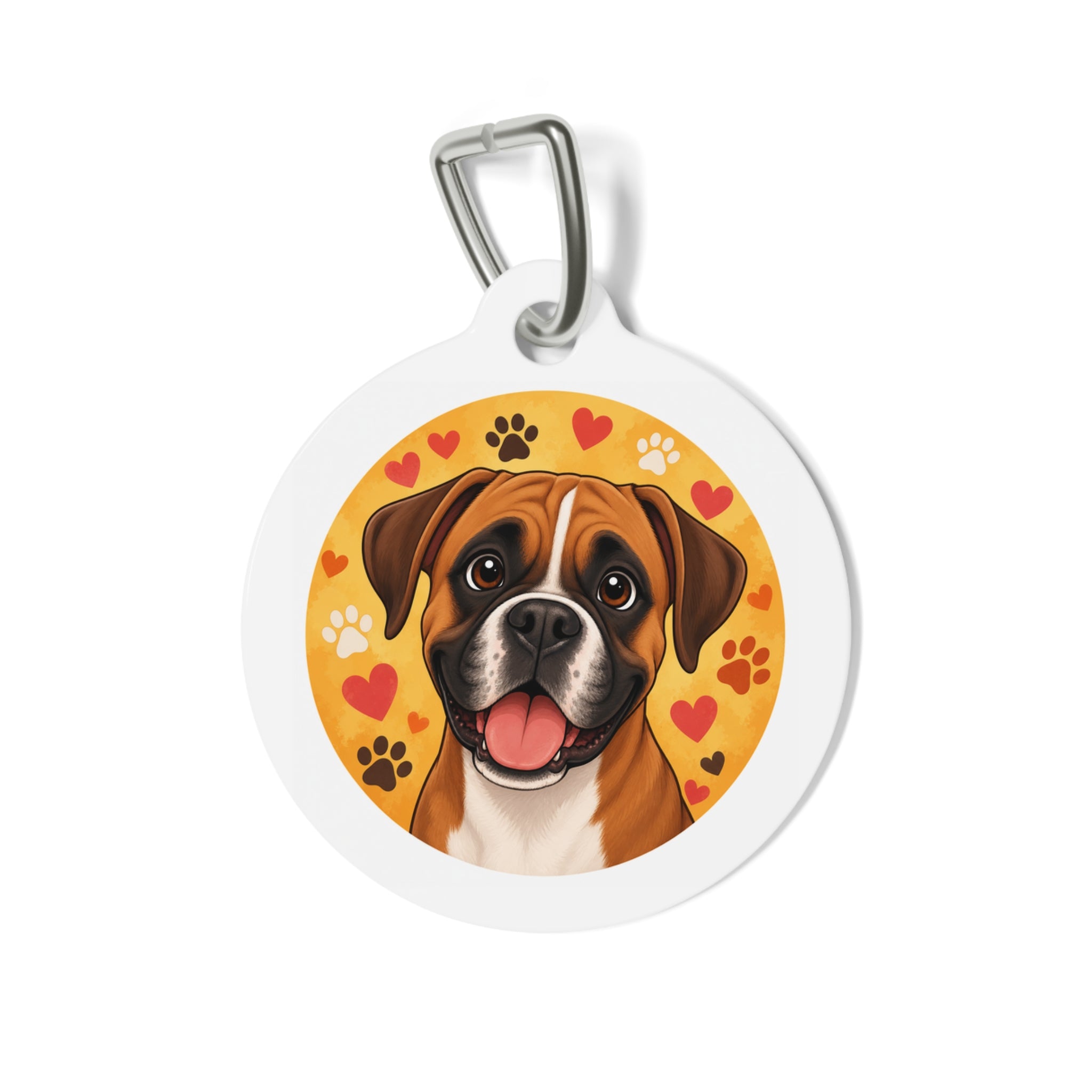 Boxer Heart Pop Portrait Personalized Dog ID Tag