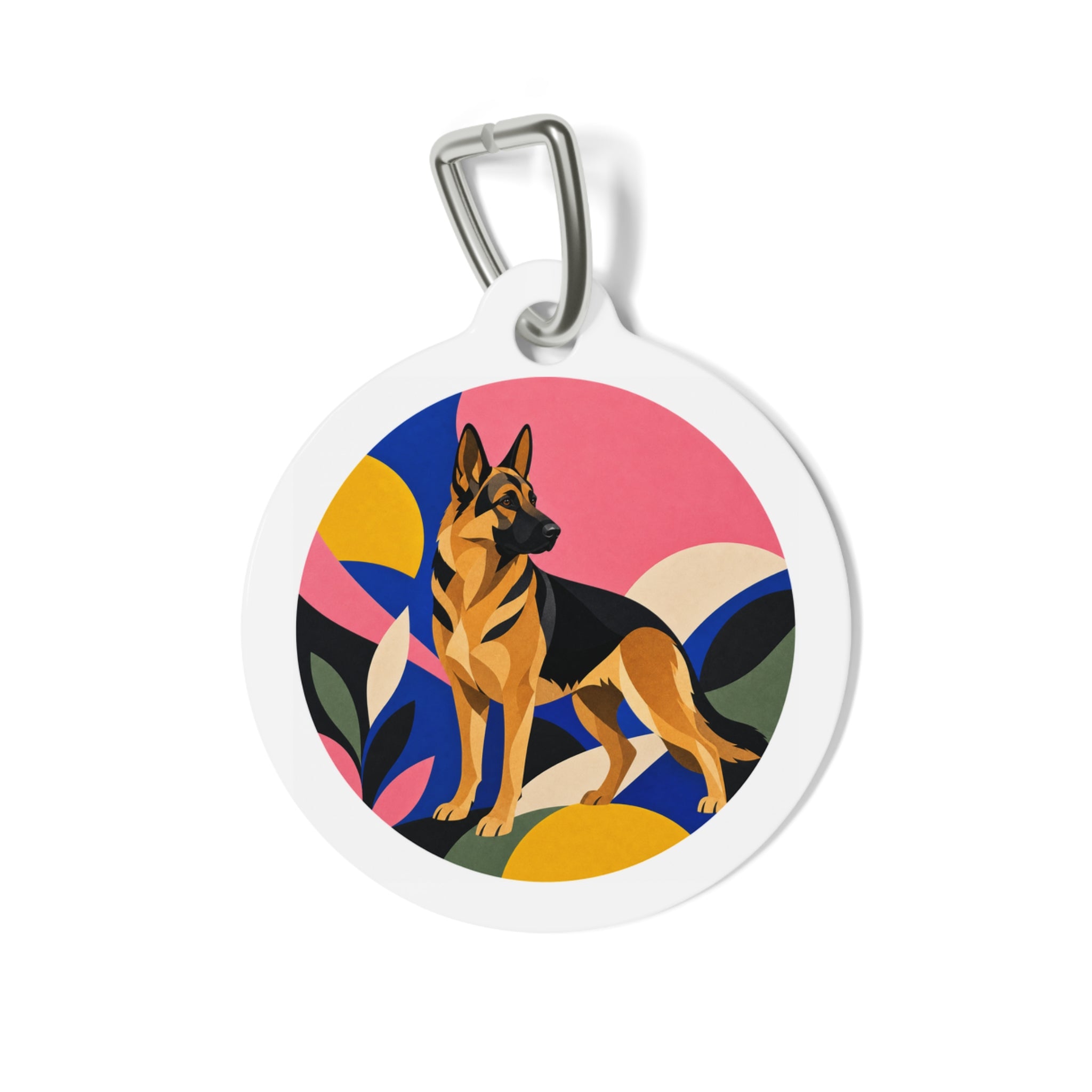 German Shepherd Modern Abstract Landscape Personalized Dog ID Tag