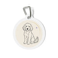 Etiqueta de identificación de perro personalizada con diseño de Goldendoodle de línea artística cálida