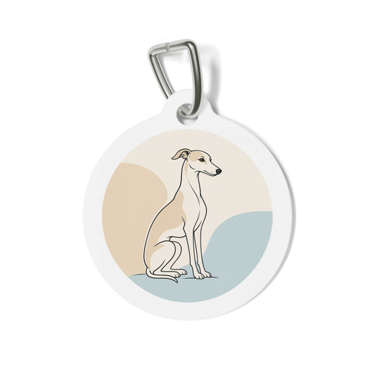 Whippet Minimal Seated Portrait Personalized Dog ID Tag