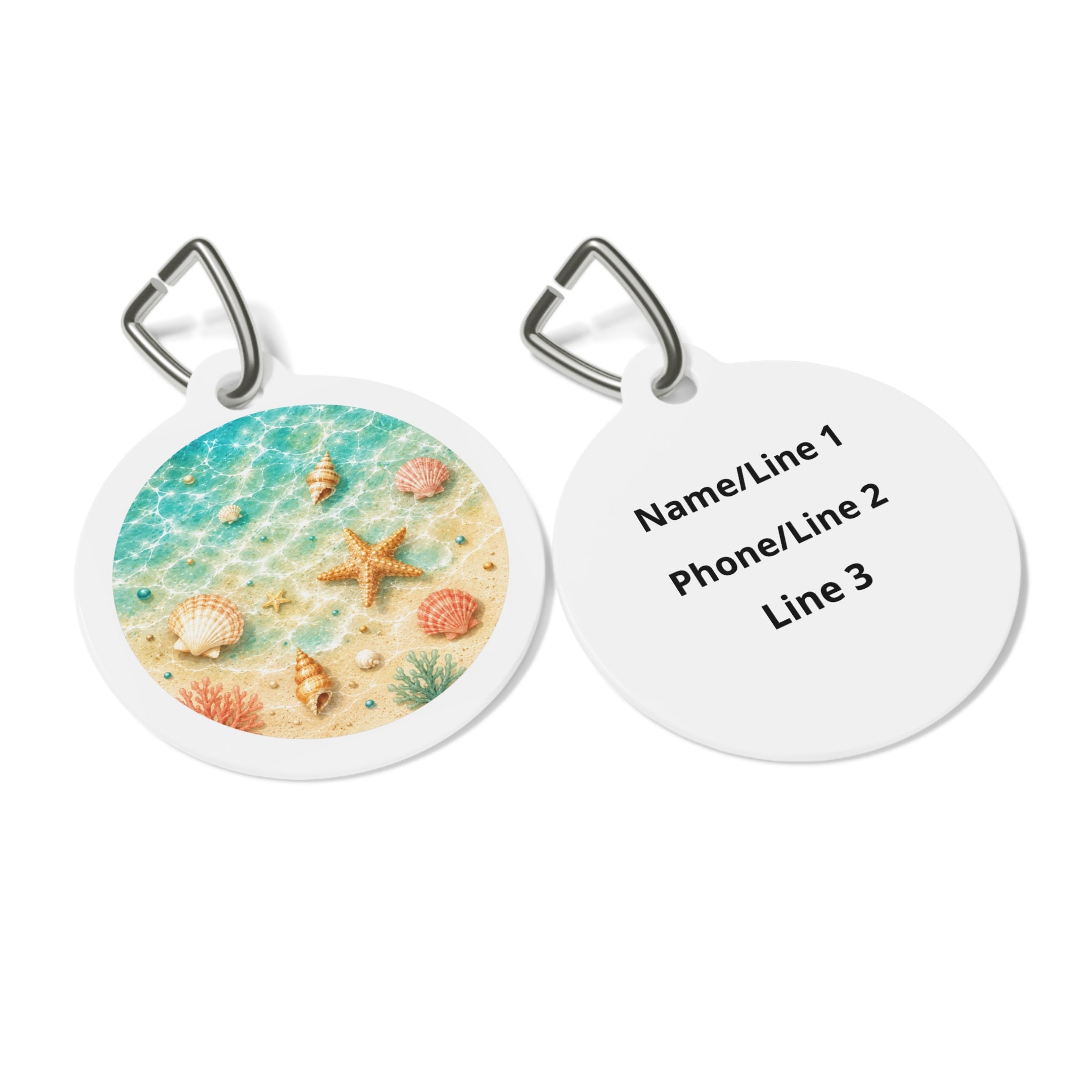 Seashell Lagoon Dreamy Coastal Scene Personalized Dog ID Tag
