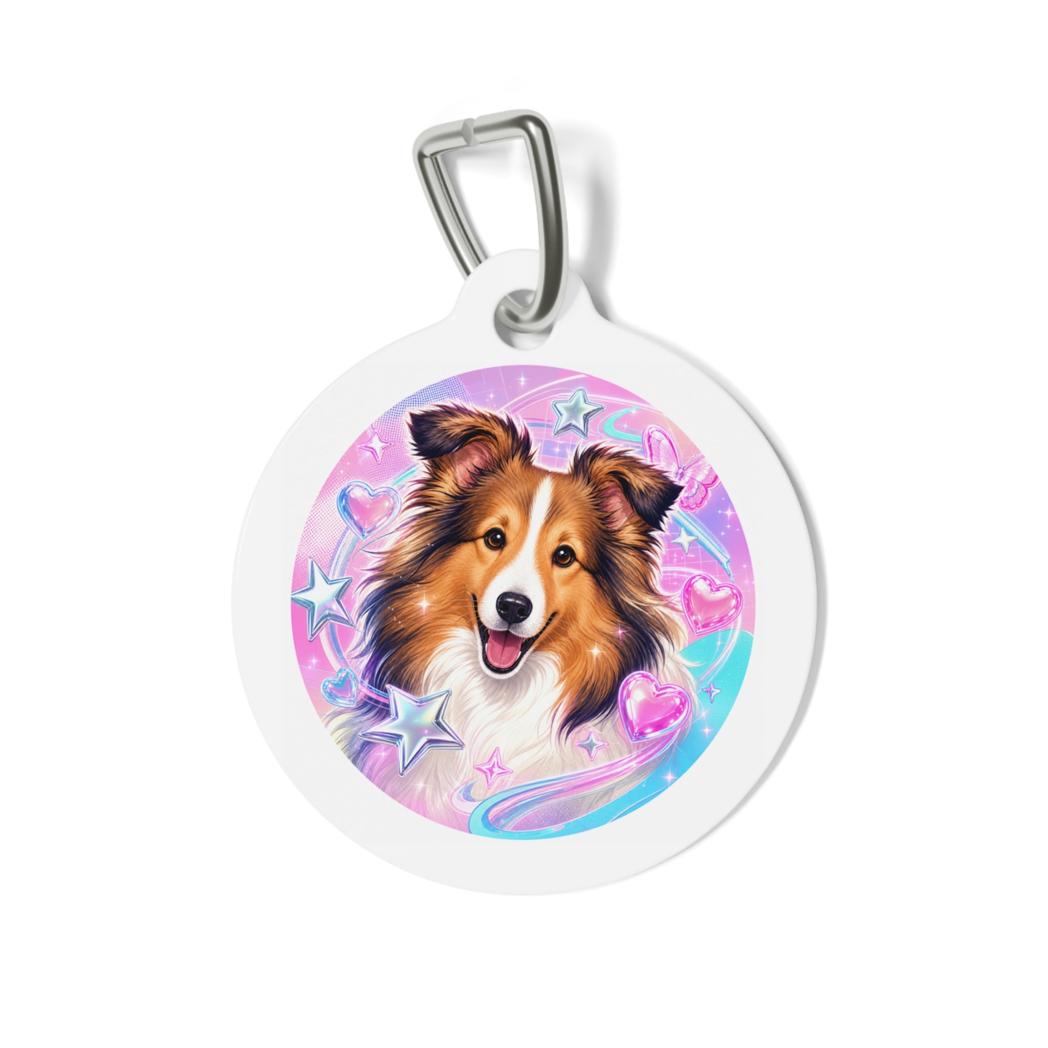 Shetland Sheepdog Rainbow Personalized Dog ID Tag