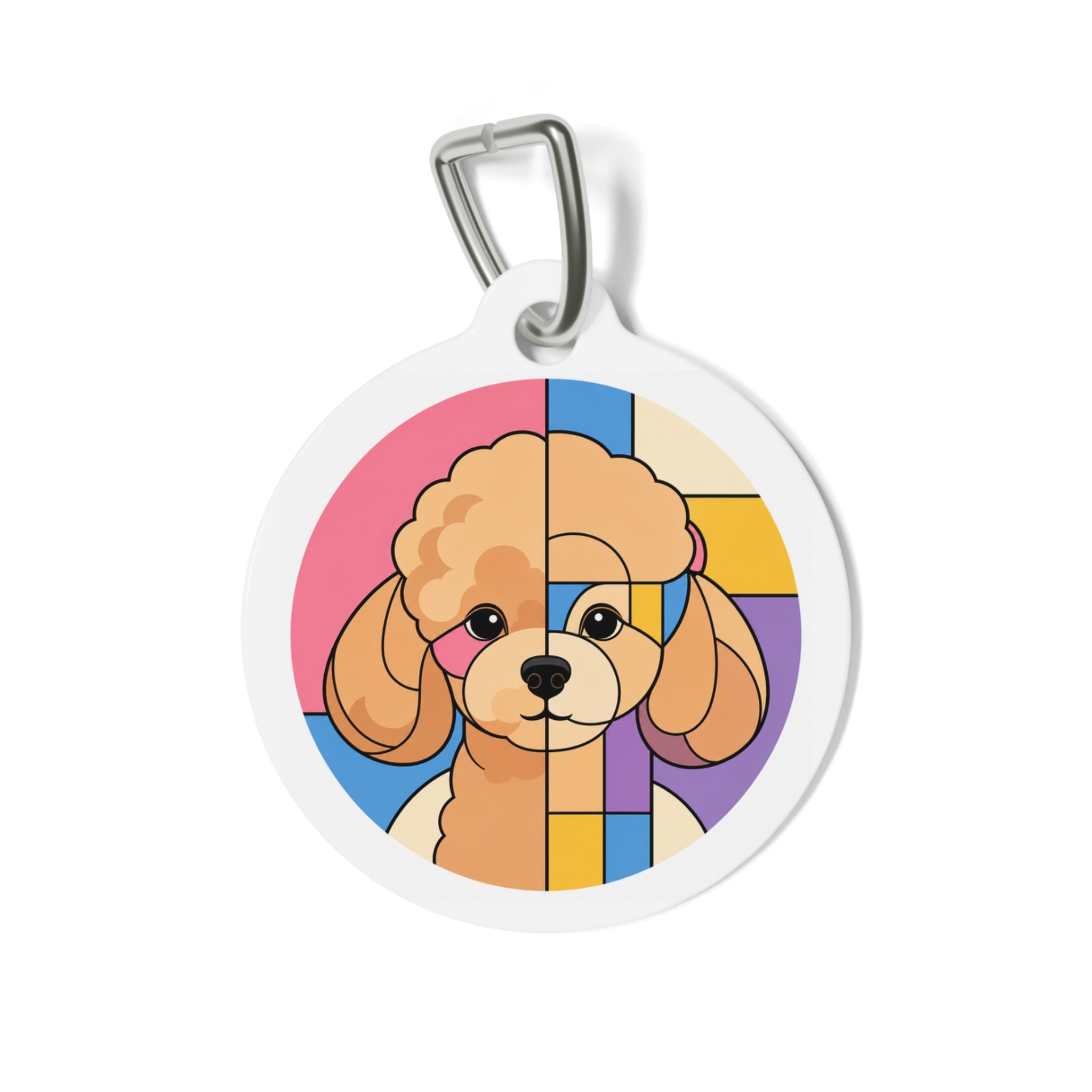 Toy Poodle Pastel Grid Portrait Personalized Dog ID Tag