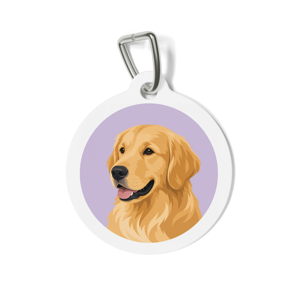 Golden Retriever Lavender Portrait Personalized Dog ID Tag
