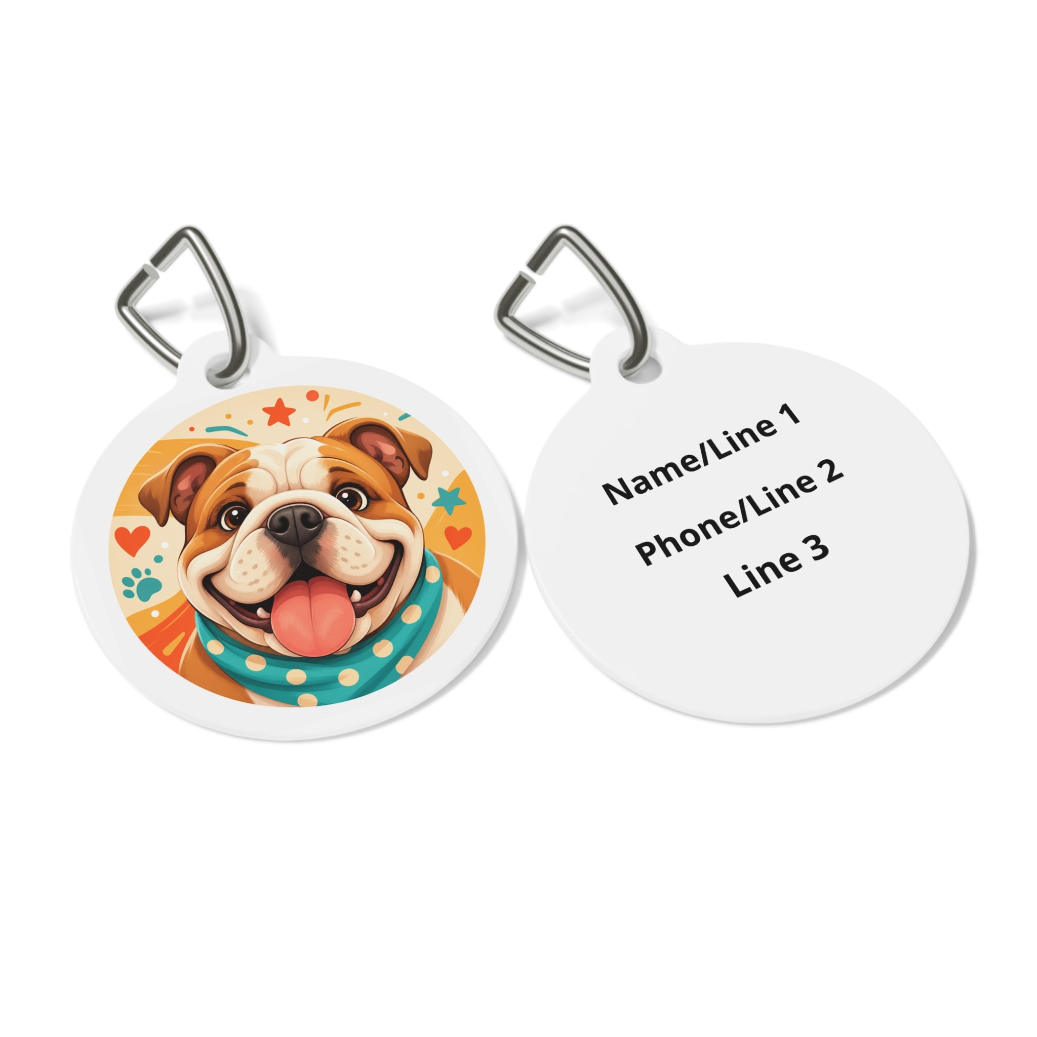 Bulldog Sunshine Bandana Personalized Dog ID Tag