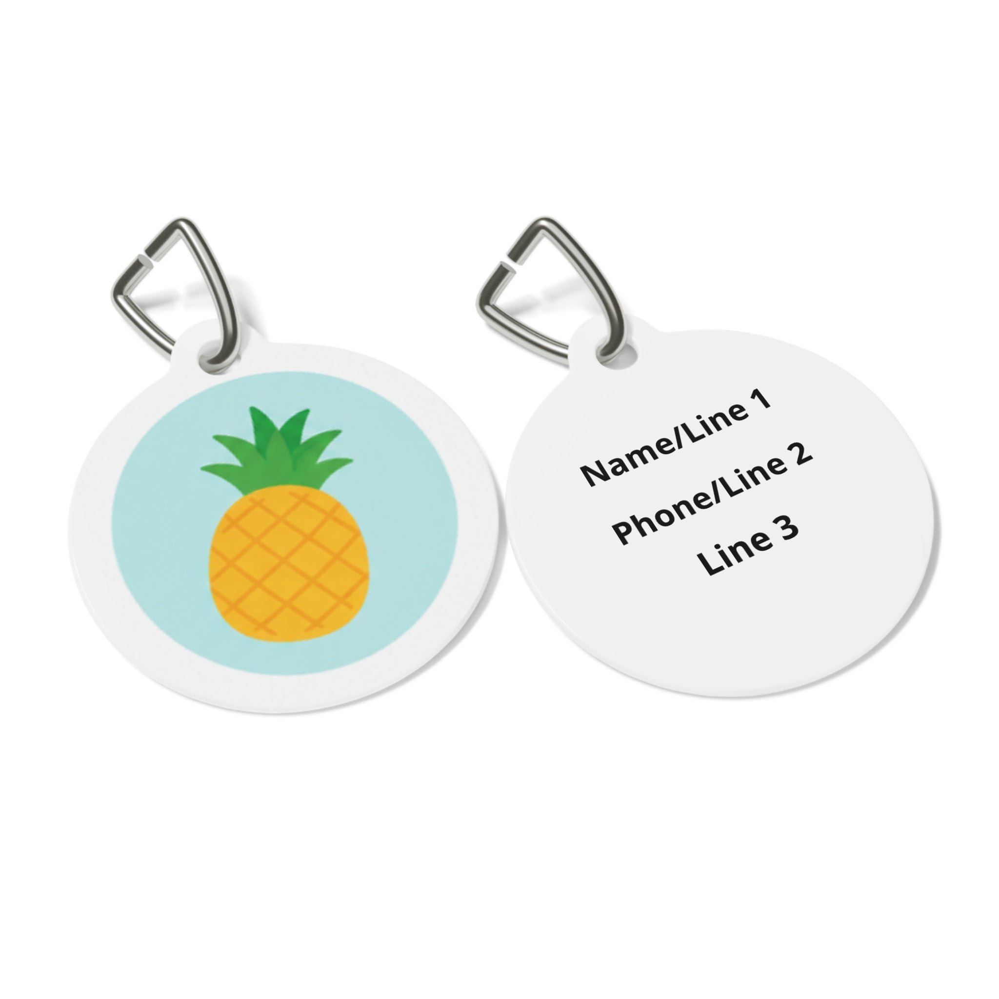Tropical Pineapple Cheerful Fruit Pattern Personalized Dog ID Tag