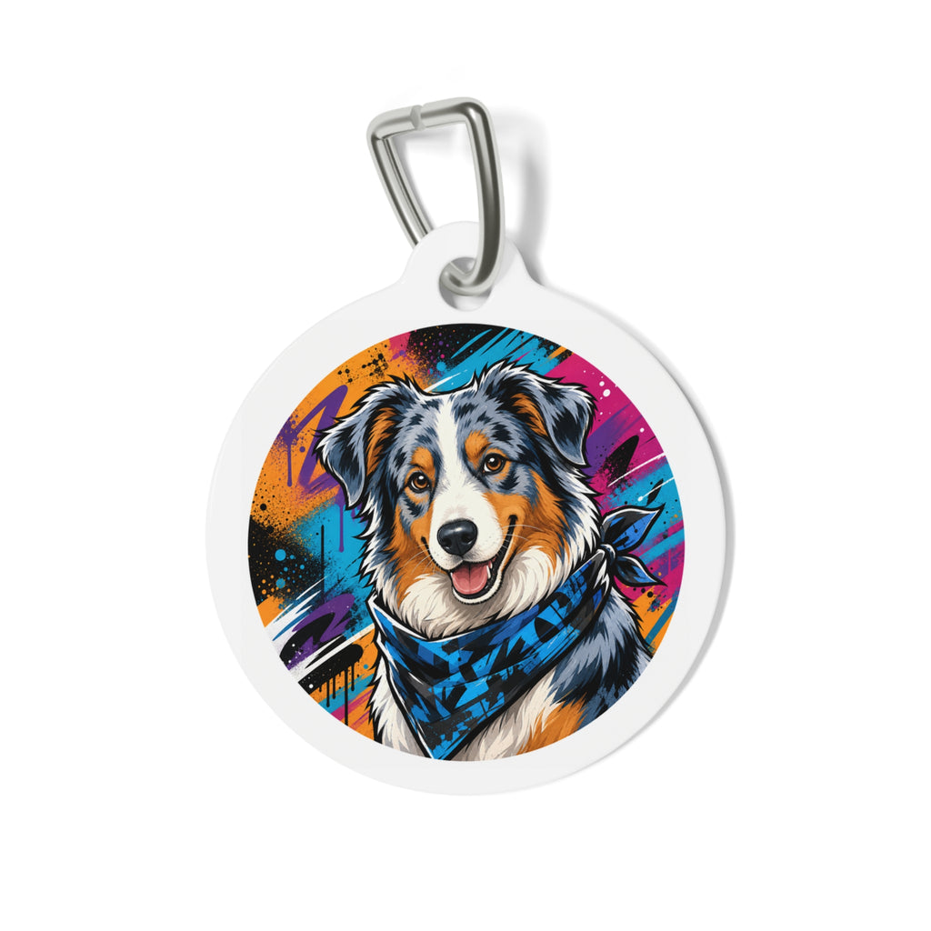 Australian Shepherd Urban Graffiti Personalized Dog ID Tag