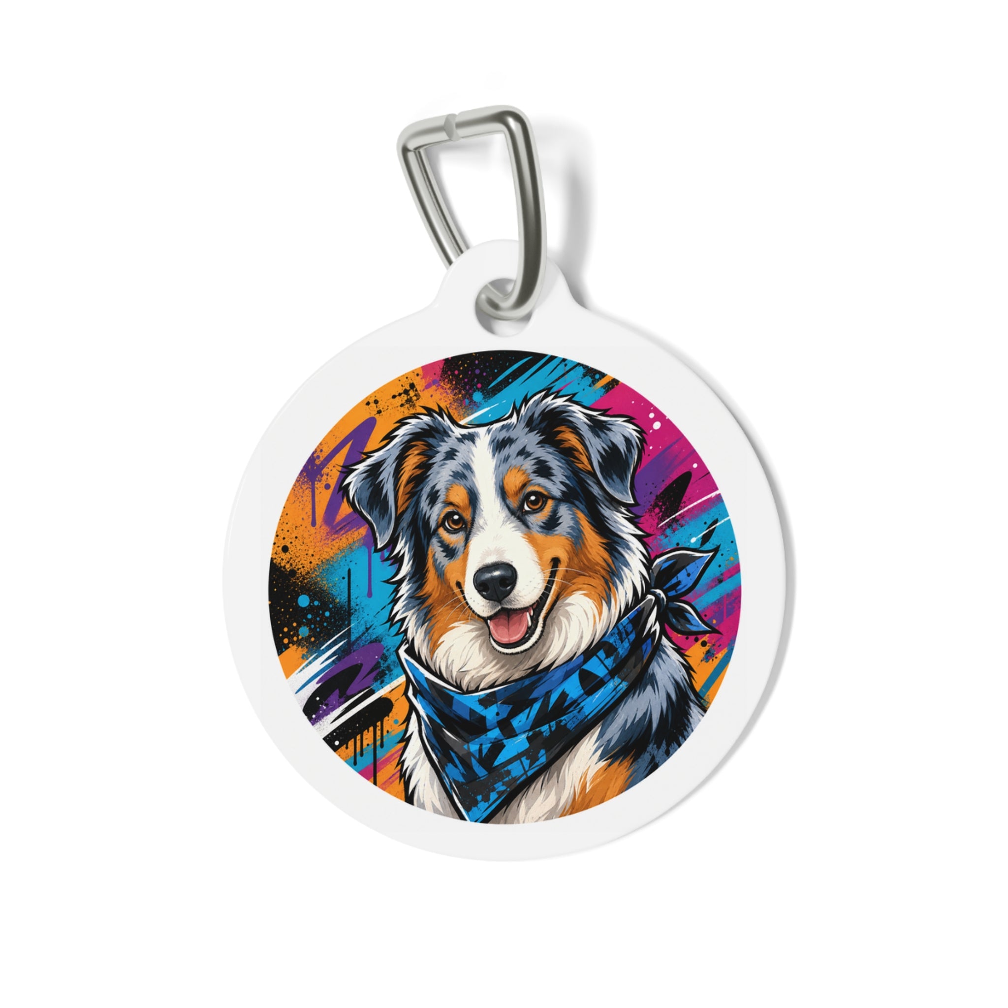 Australian Shepherd Urban Graffiti Personalized Dog ID Tag