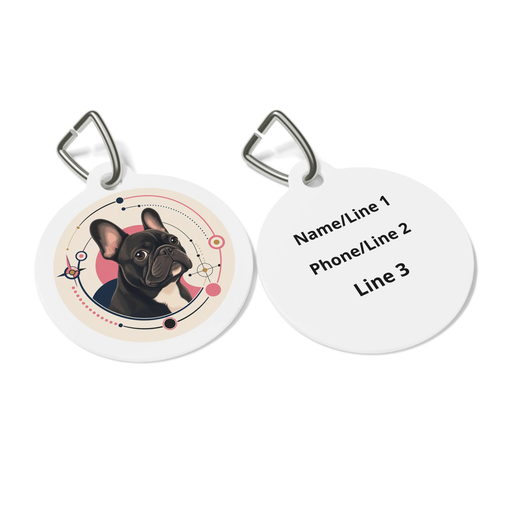 French Bulldog Joyful Modern Retro Personalized Dog ID Tag