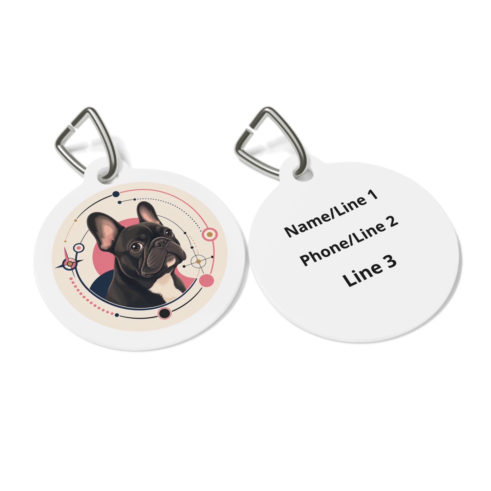 French Bulldog Joyful Modern Retro Personalized Dog ID Tag