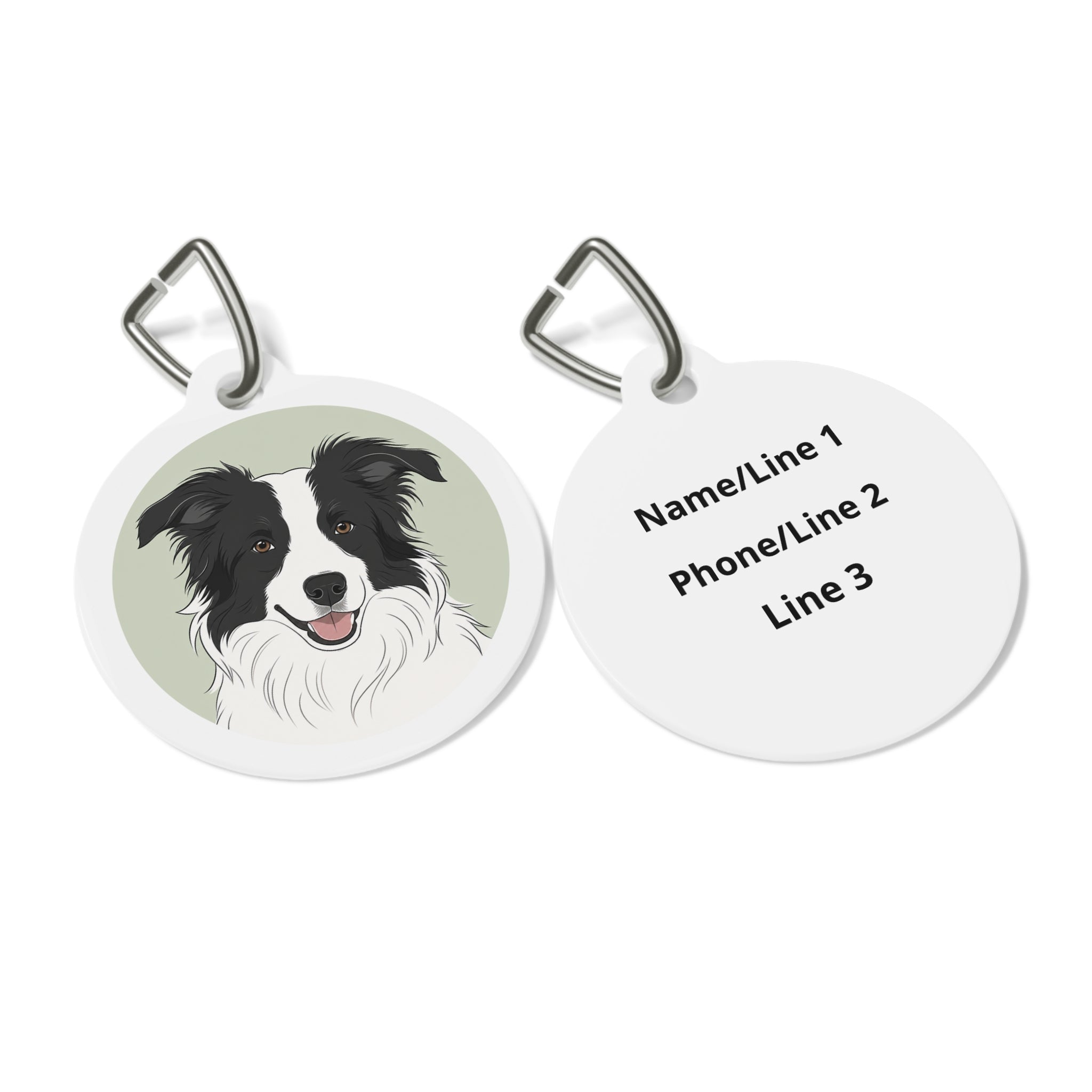 Border Collie Sage Classic Portrait Personalized Dog ID Tag