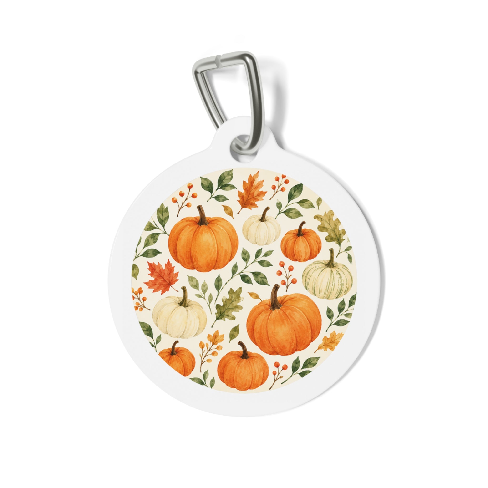 Elegant Autumn Pumpkin Garden Personalized Dog ID Tag
