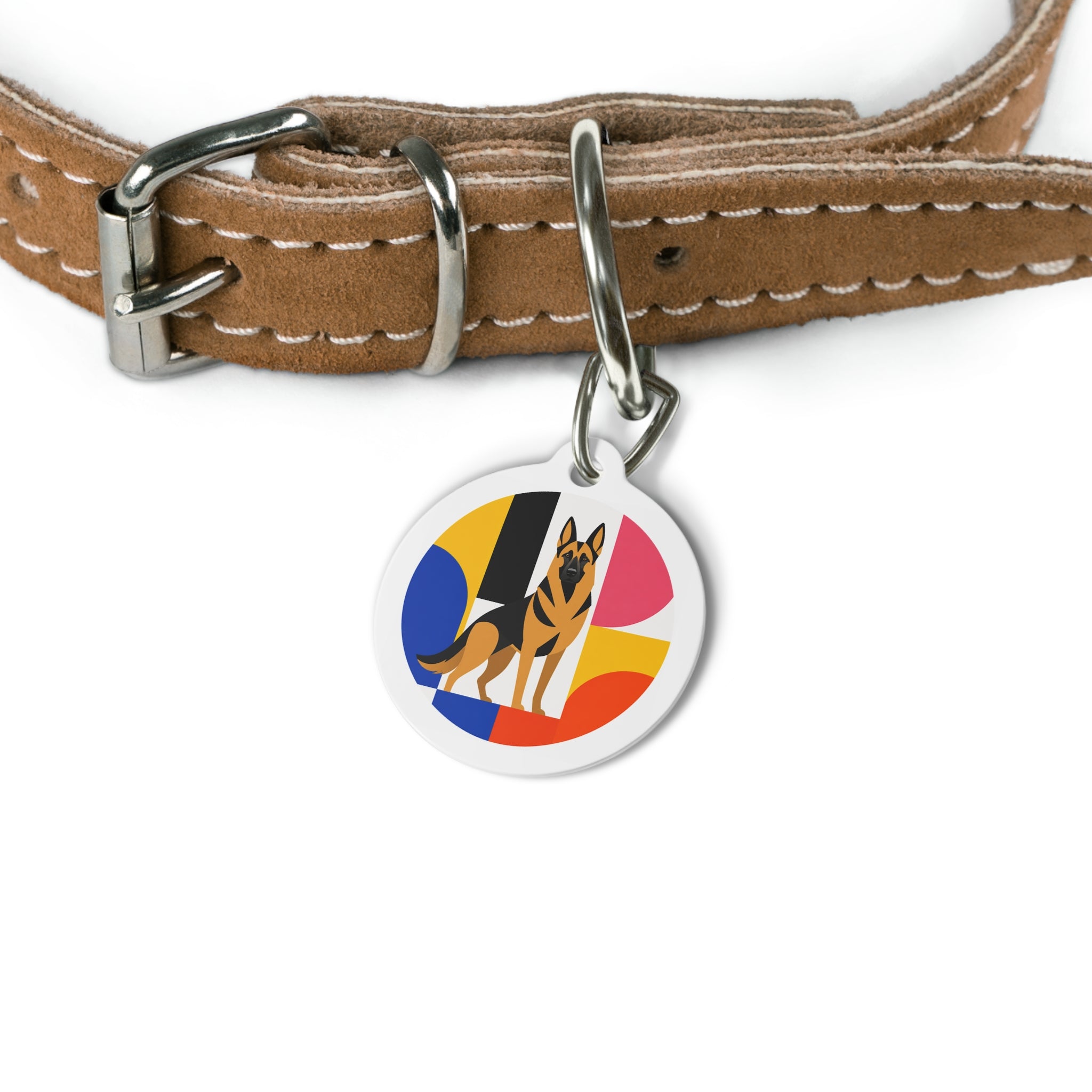 German Shepherd Bauhaus Colorblock Personalized Dog ID Tag