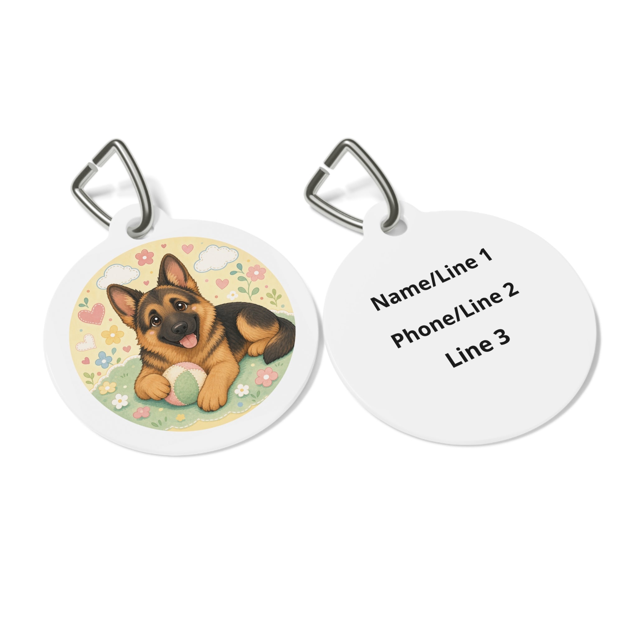 German Shepherd Spring Garden Puppy Personalized Dog ID Tag