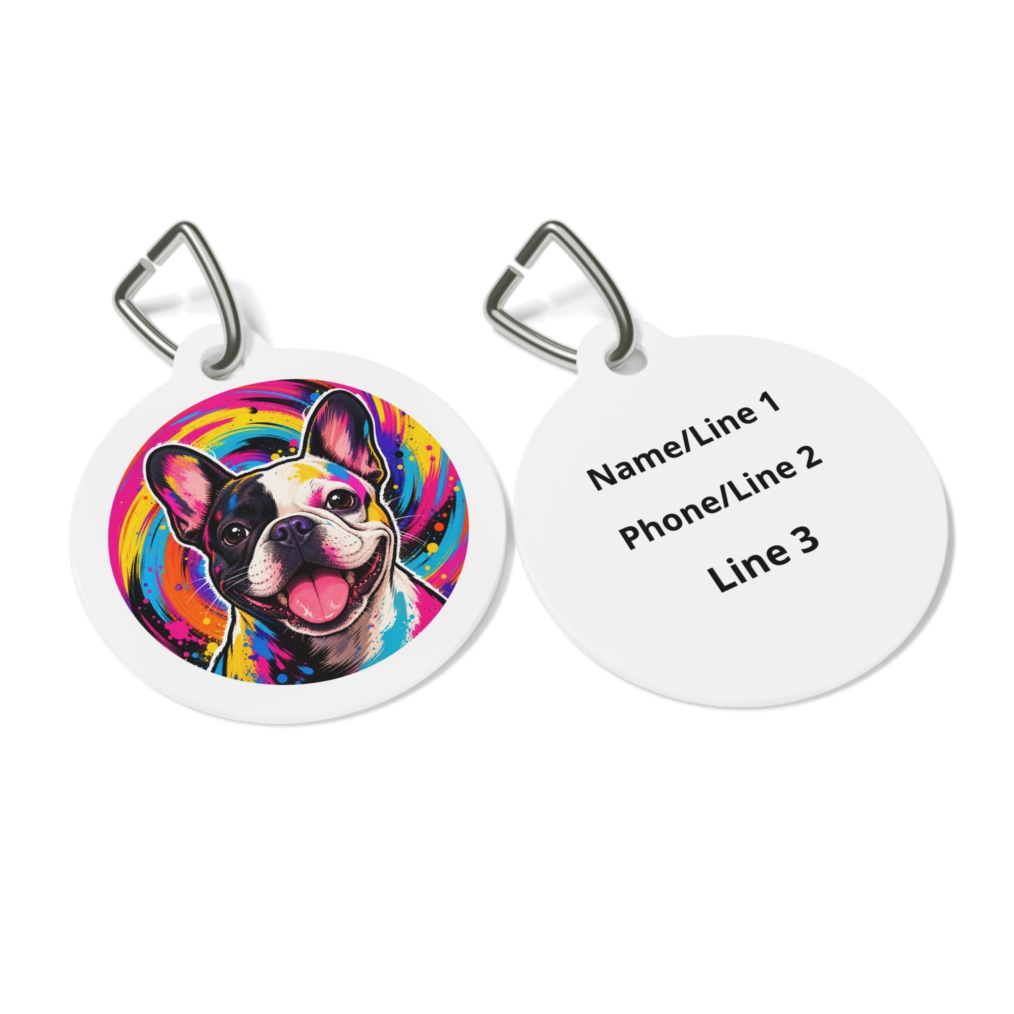 French Bulldog Playful Pop Art Personalized Dog ID Tag