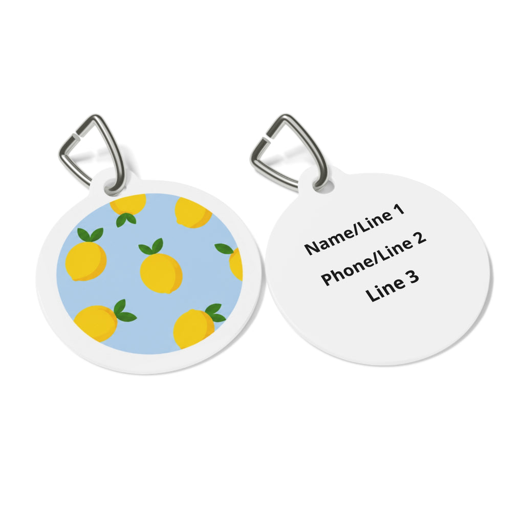 Lemon Grove Cheerful Fruit Pattern Personalized Dog ID Tag
