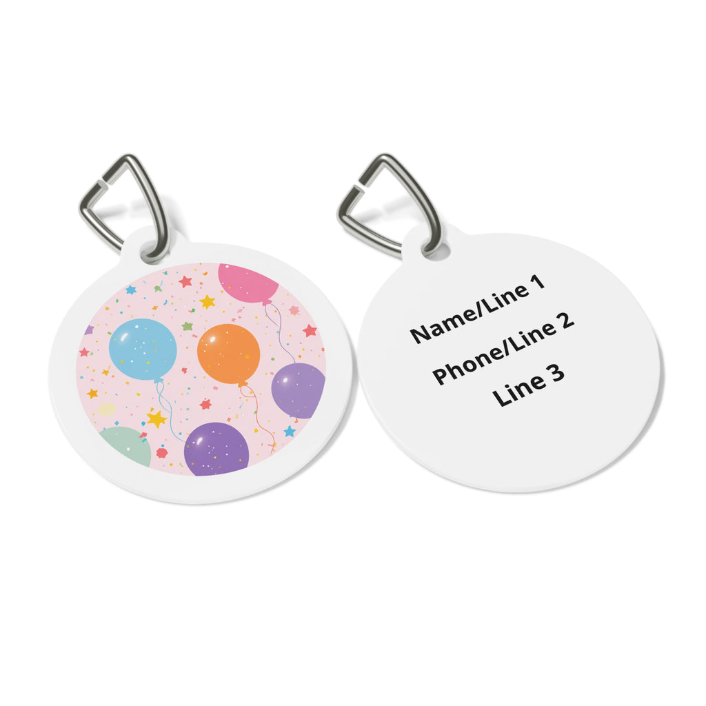 Placa de identificación personalizada para perro con cielo de globos de acuarela de ensueño