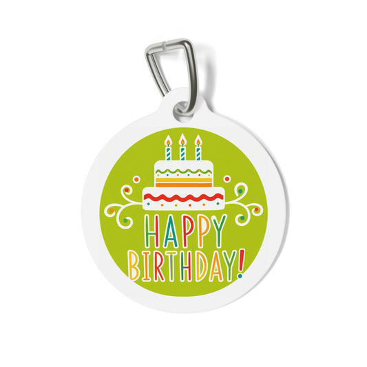 Lime Green Layer Cake Party Personalized Dog ID Tag