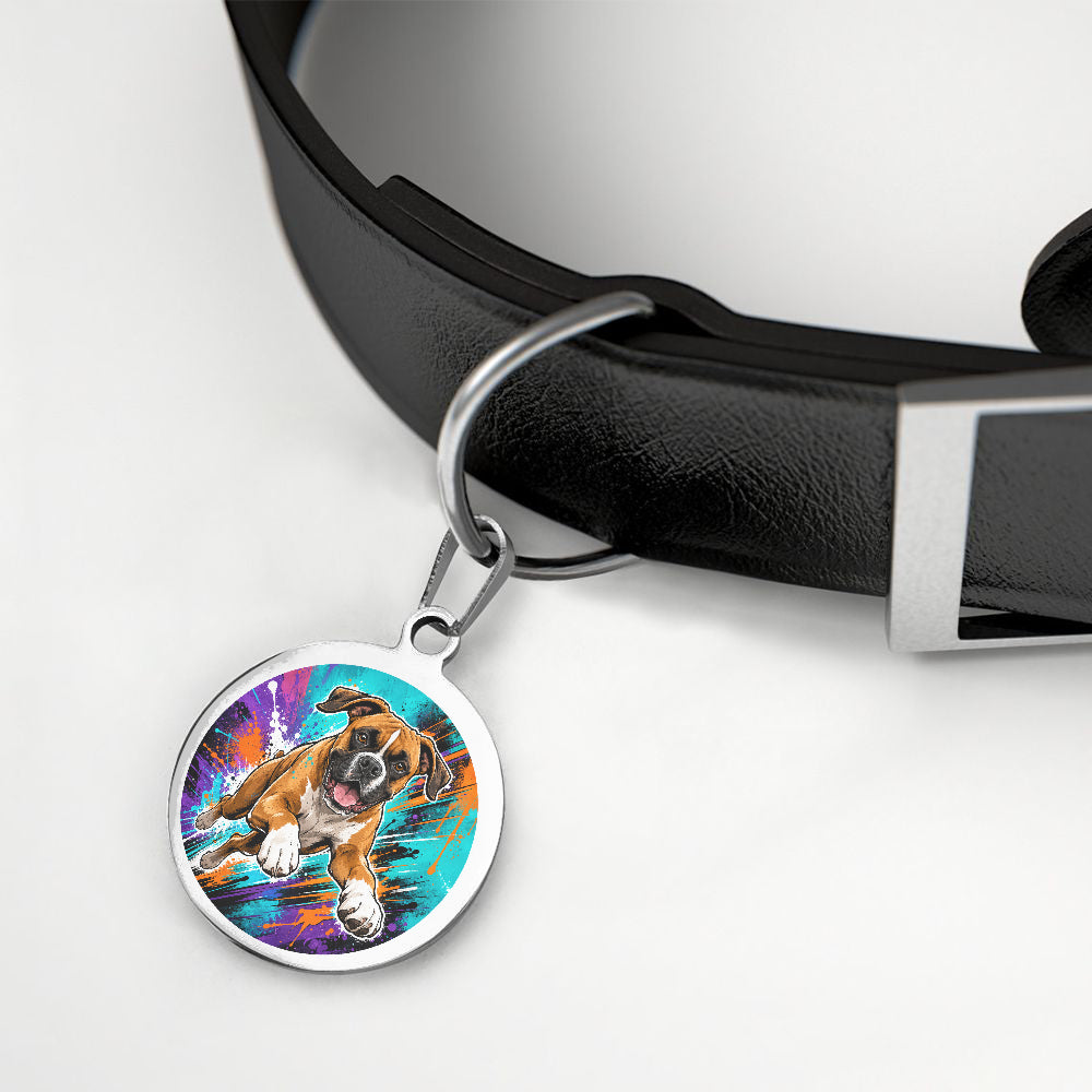 Boxer Neon Action Splash personalized dog ID tag product detail