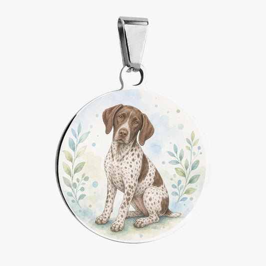 German Shorthaired Pointer Soft Botanical Watercolor Personalized Dog ID Tag