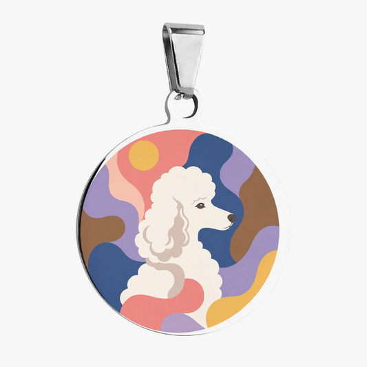 Poodle Retro Abstract Profile Personalized Dog ID Tag