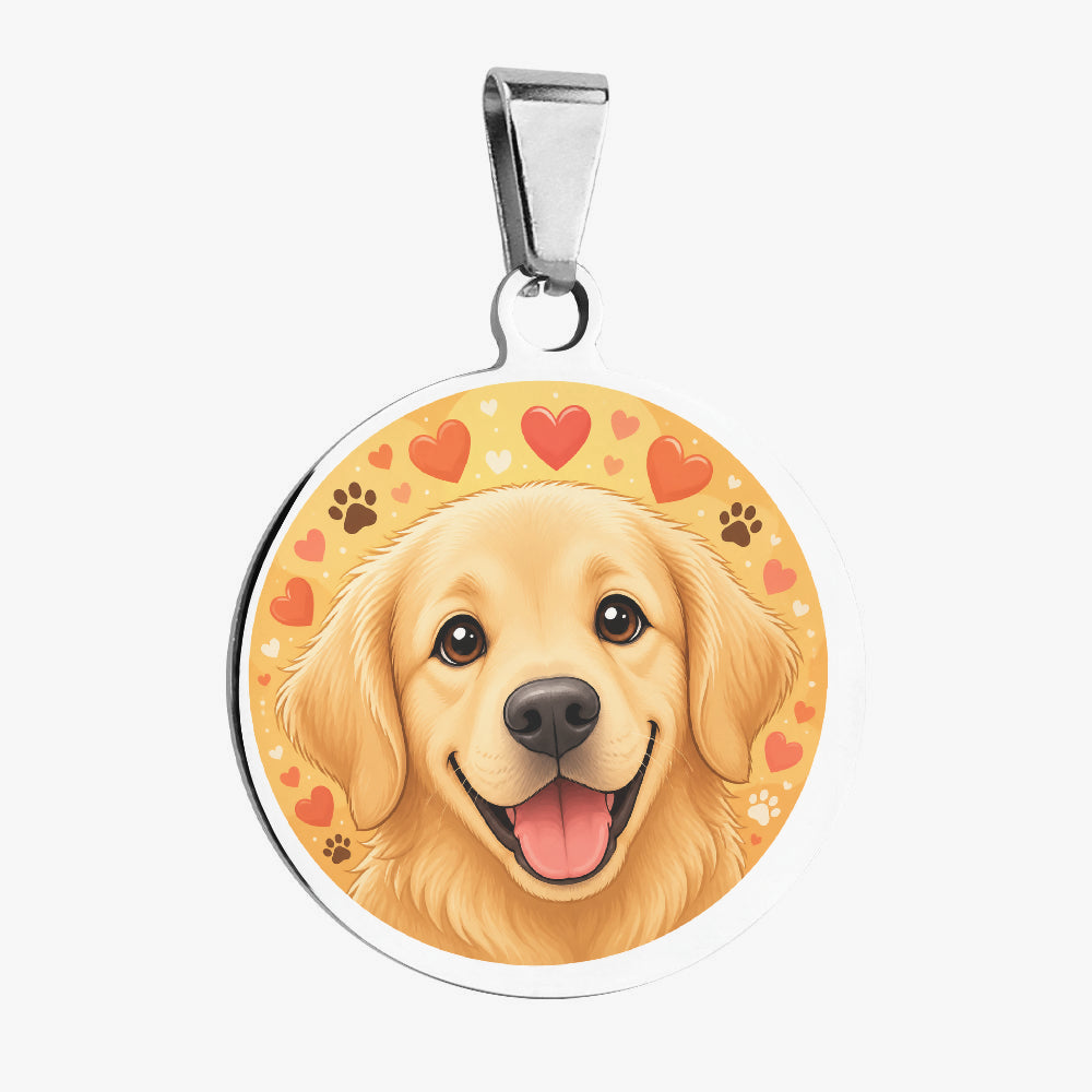 Golden Retriever Autumn Hearts Portrait Personalized Dog ID Tag