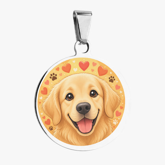 Golden Retriever Autumn Hearts Portrait Personalized Dog ID Tag