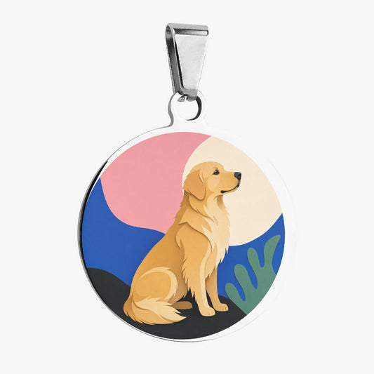 Golden Retriever Modern Abstract Profile Personalized Dog ID Tag