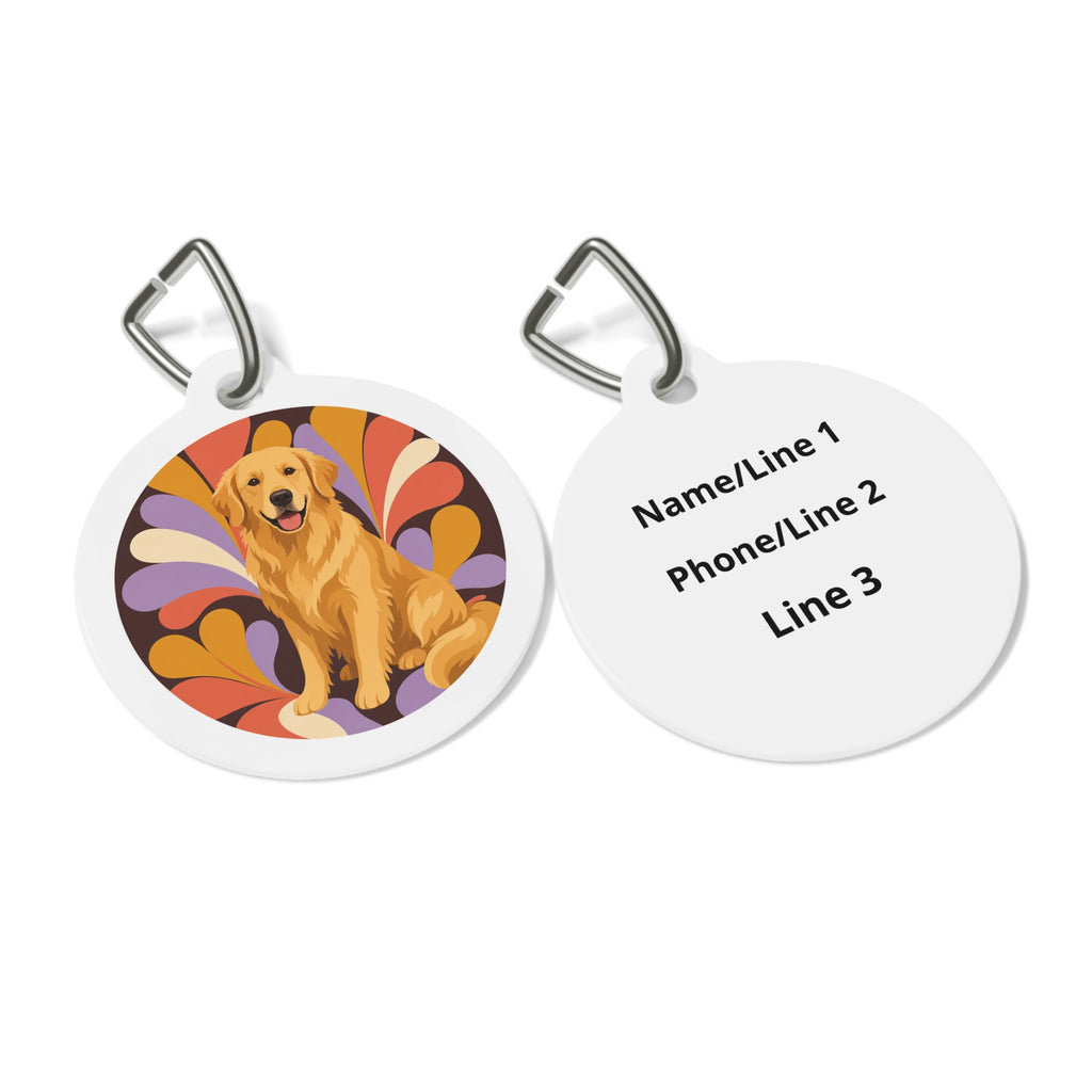 Golden Retriever Groovy Petals Personalized Dog ID Tag