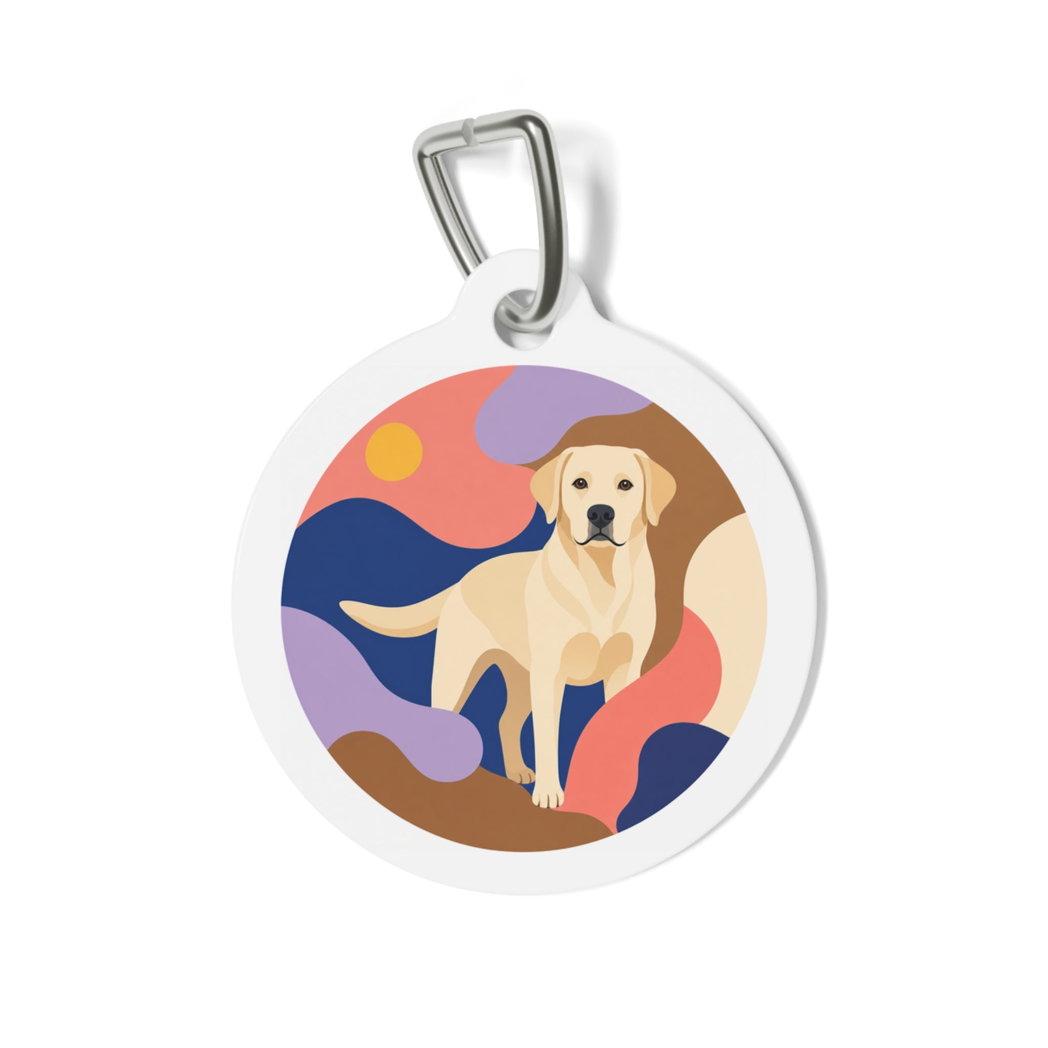 Labrador Retriever Retro Wave Yellow Personalized Dog ID Tag